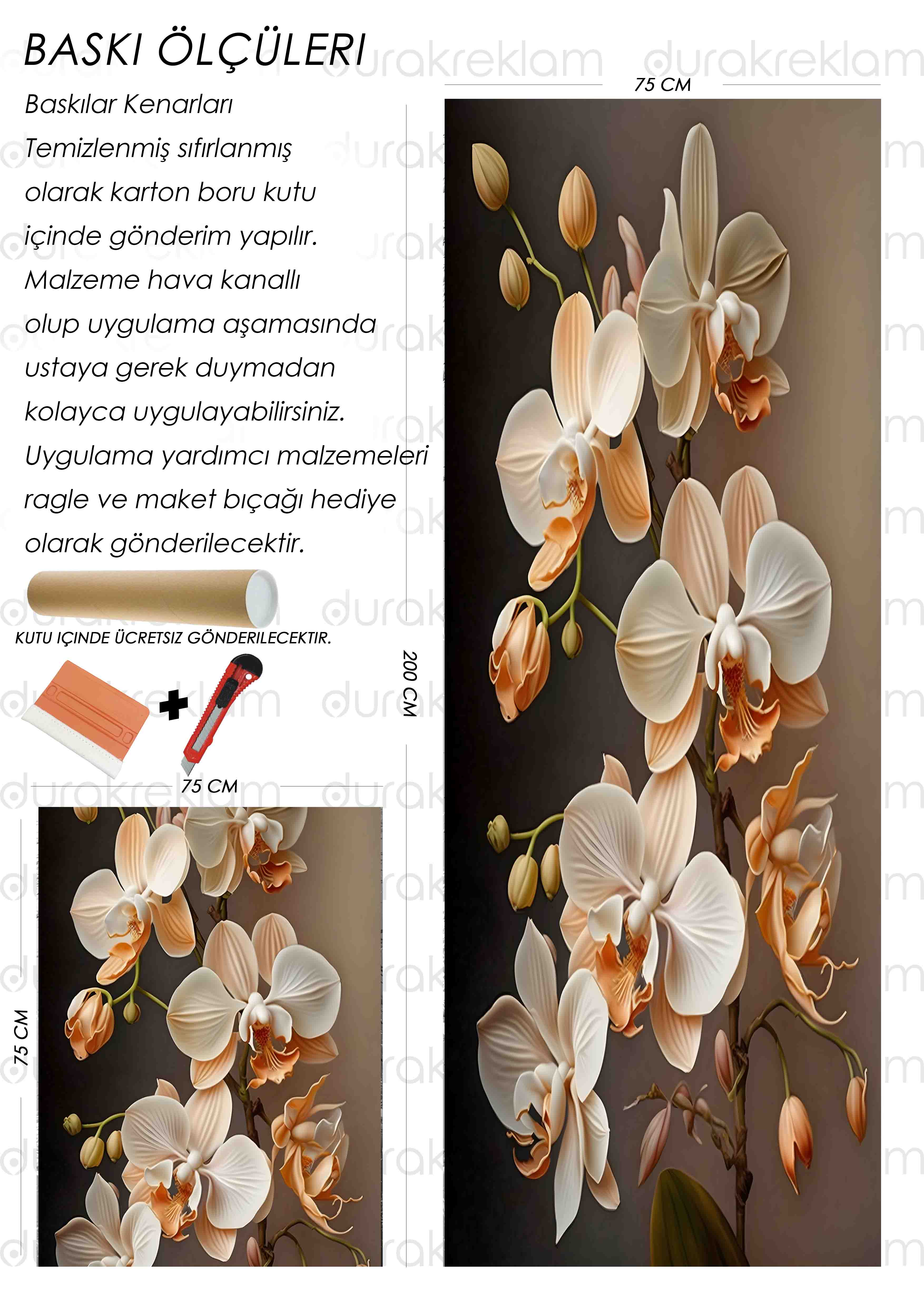 Orkide çiçeği desenli folyo kaplama