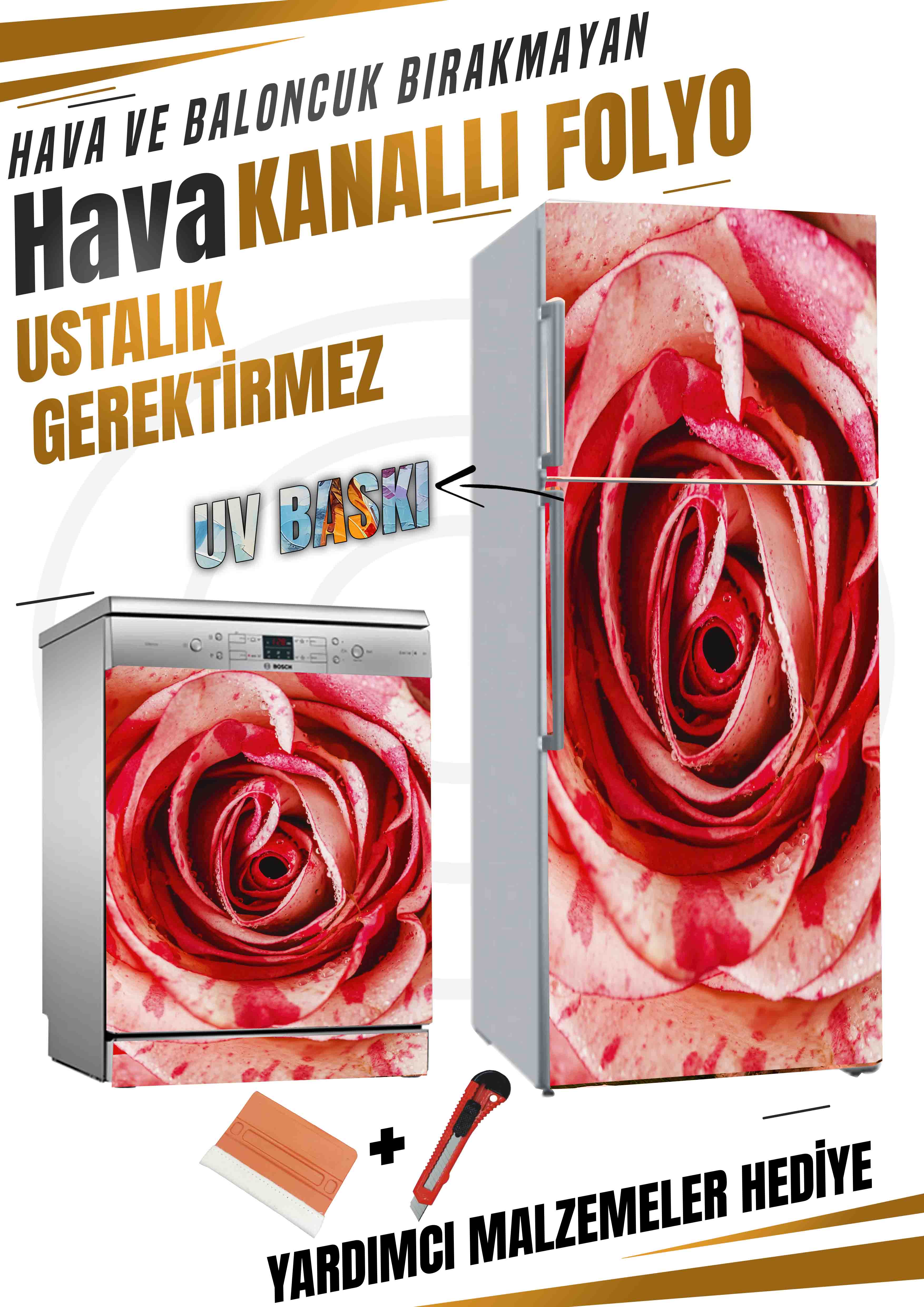 Gül Desenli Folyo Kaplama