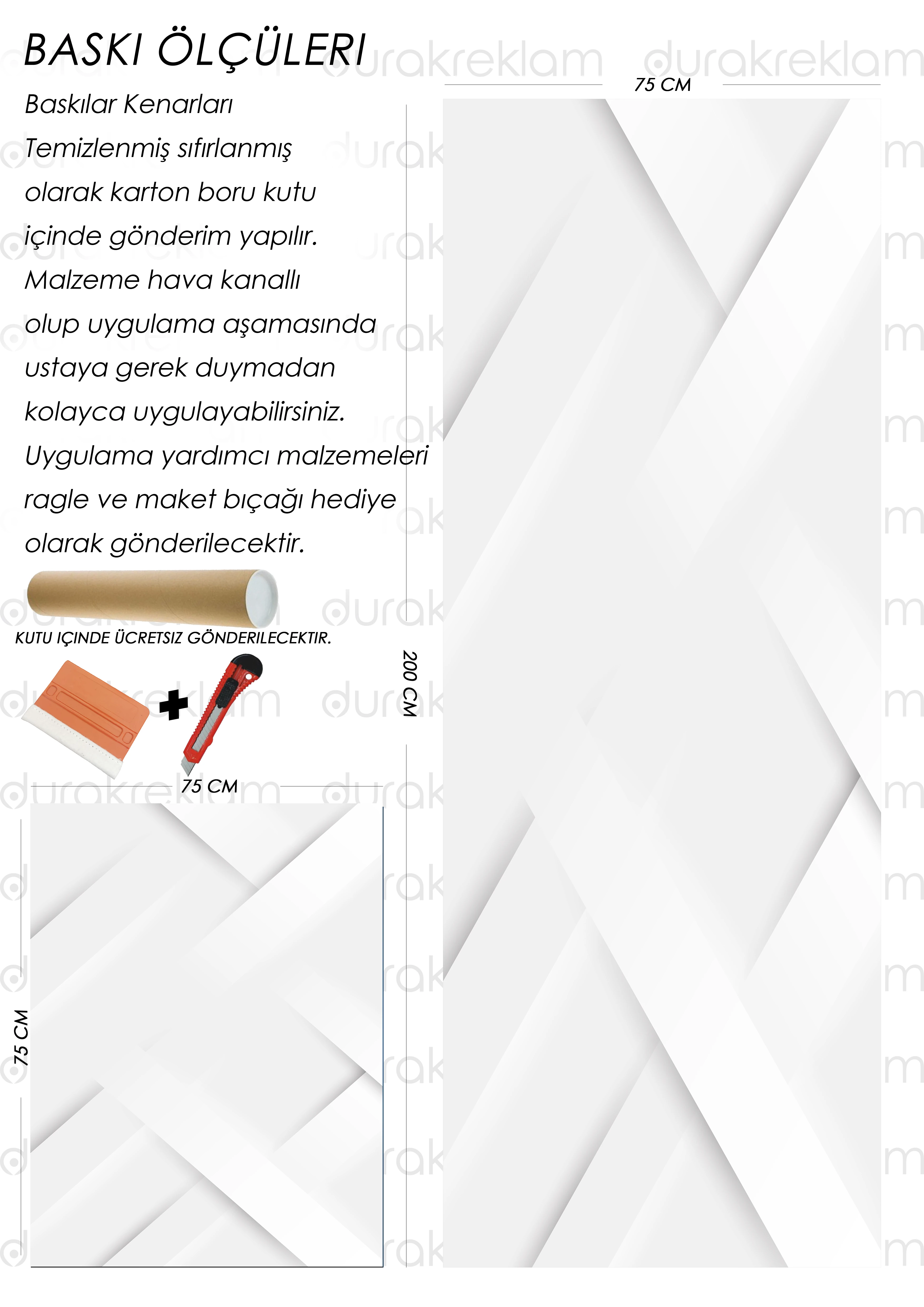 Beyaz Desenli Folyo Baskı Kaplama