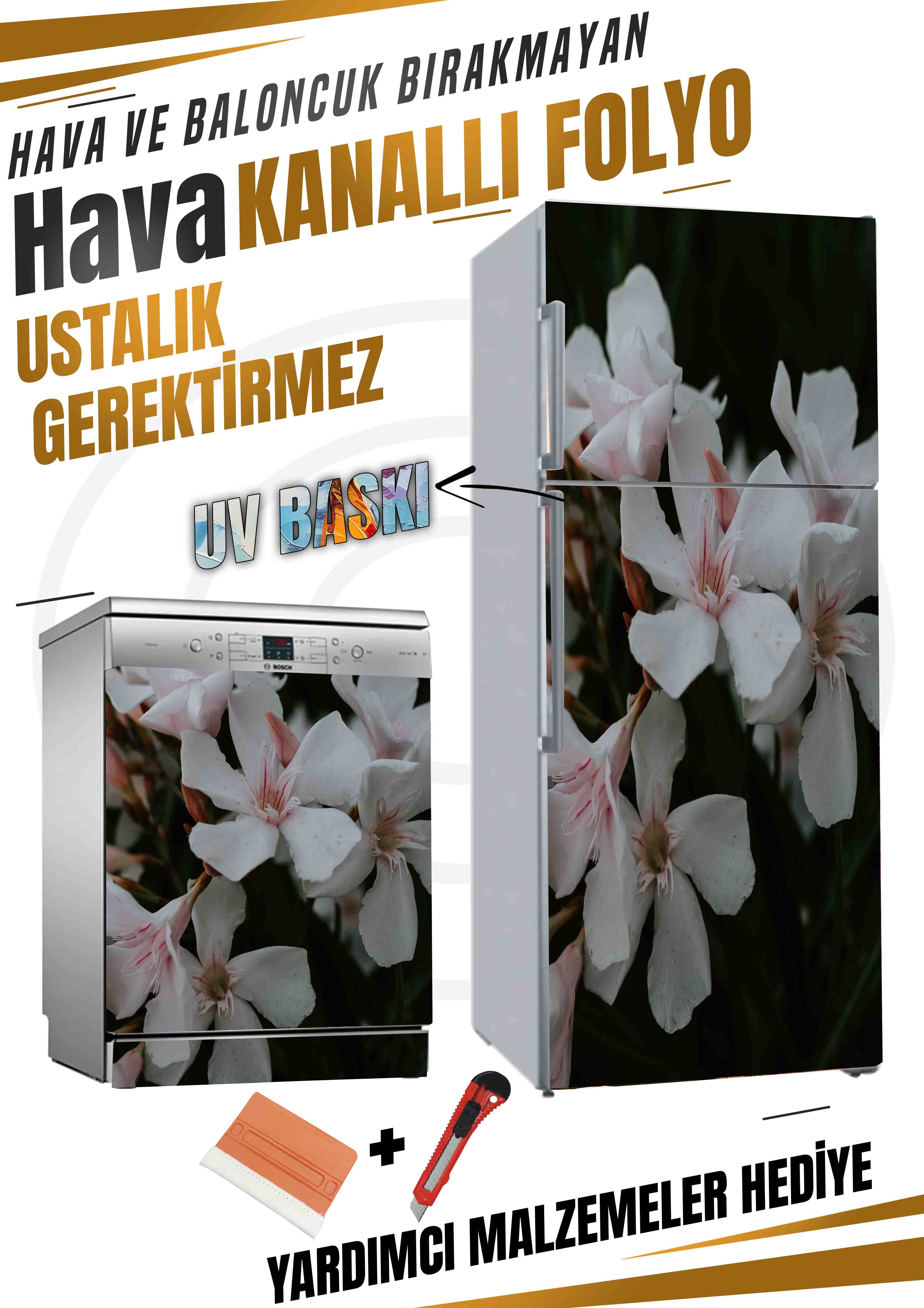 Zakkum Çiçeği Desenli Folyo Baskı Kaplama