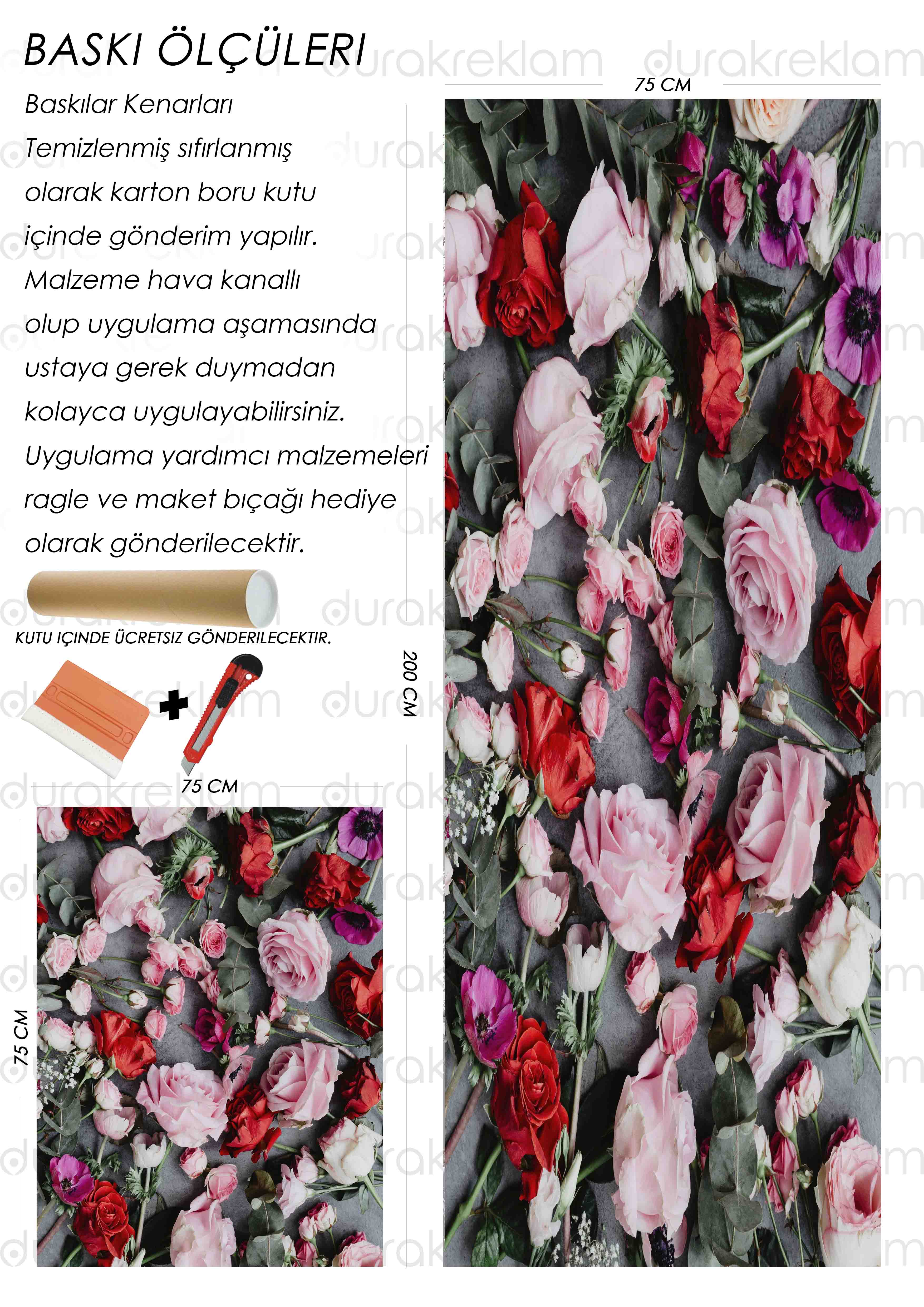 Gül Desenli Folyo Kaplama