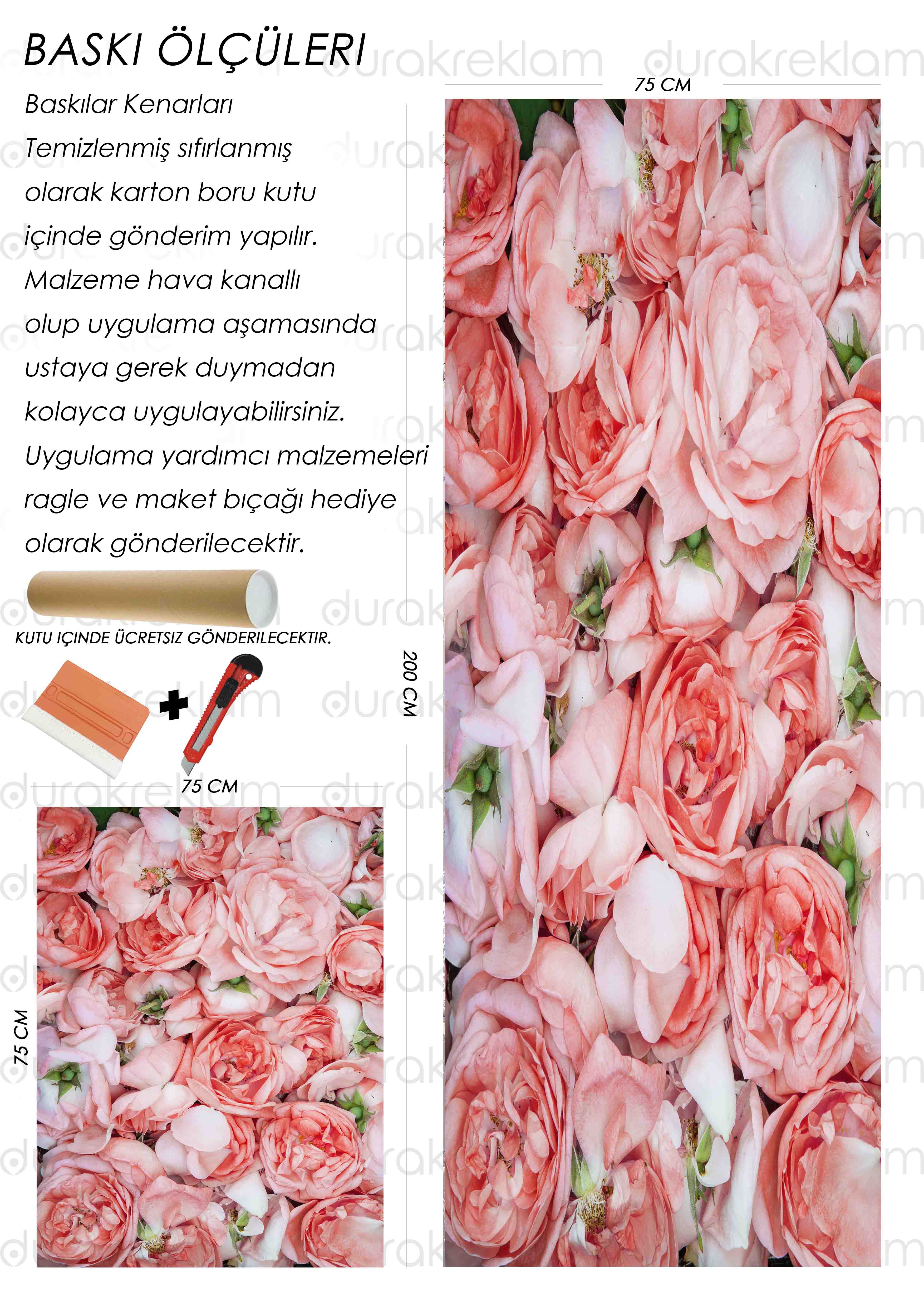 Gül desenli folyo kaplama