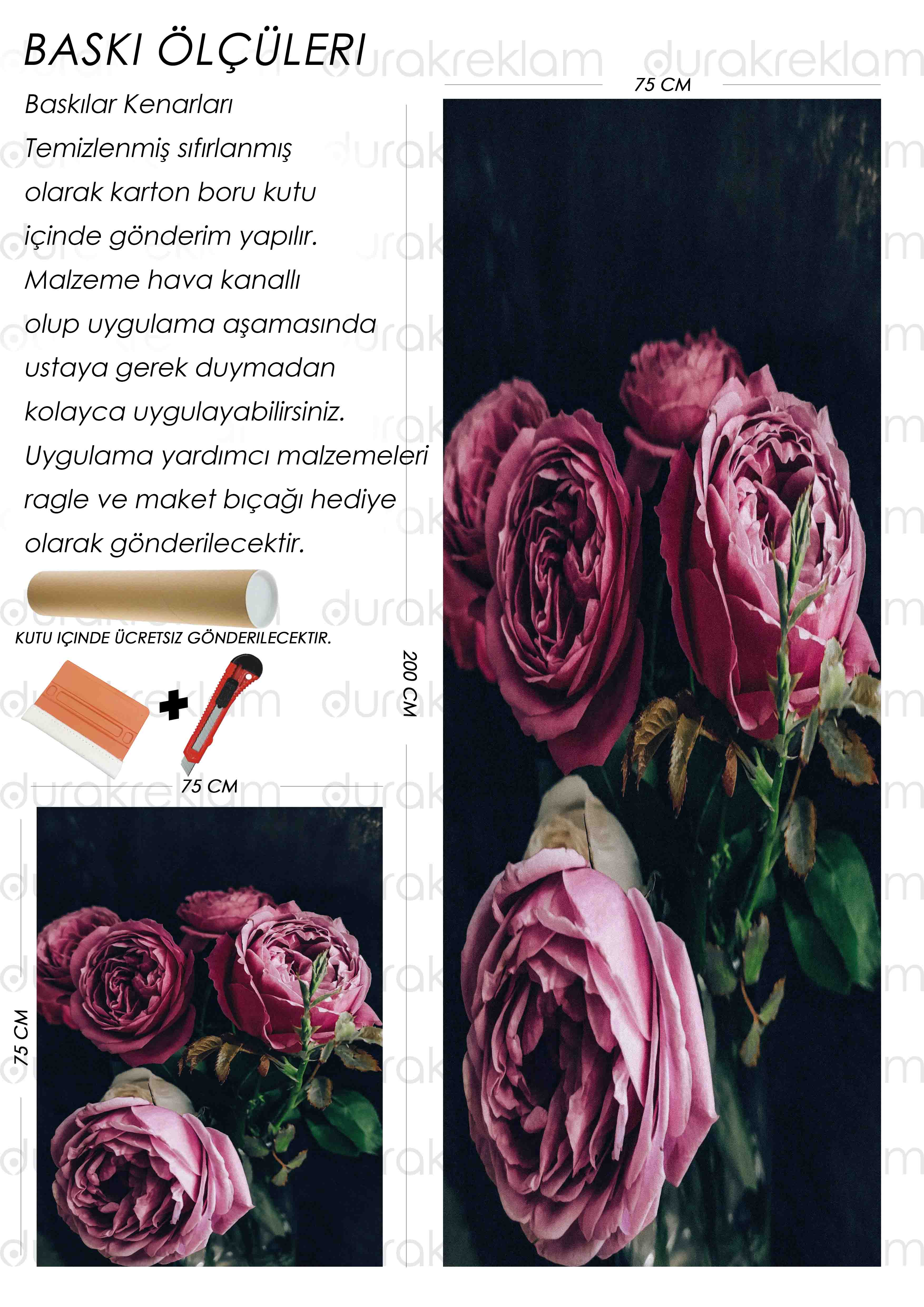 Gül Desenli Folyo Kaplama