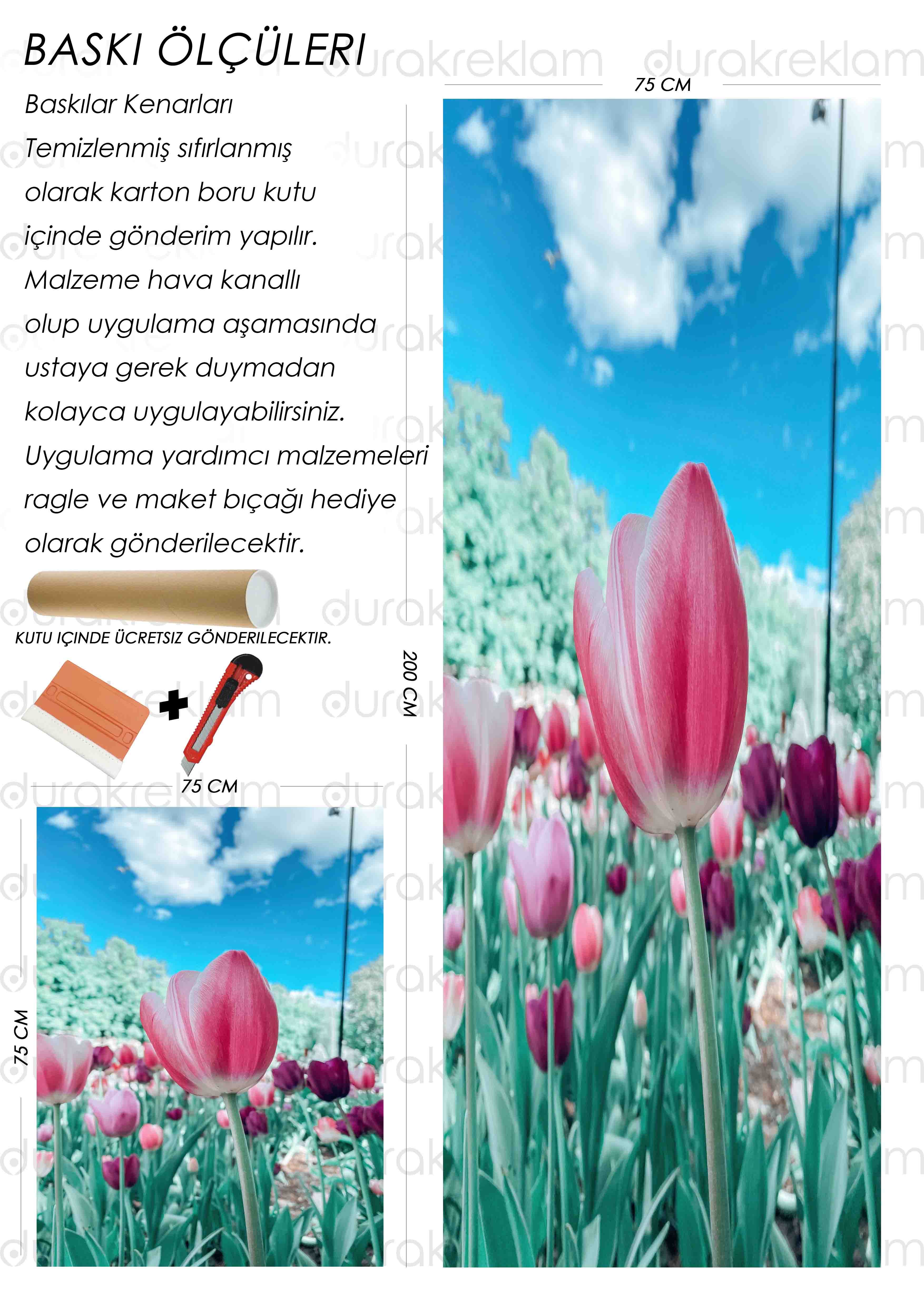 Lale Desenli Folyo Baskı Kaplama