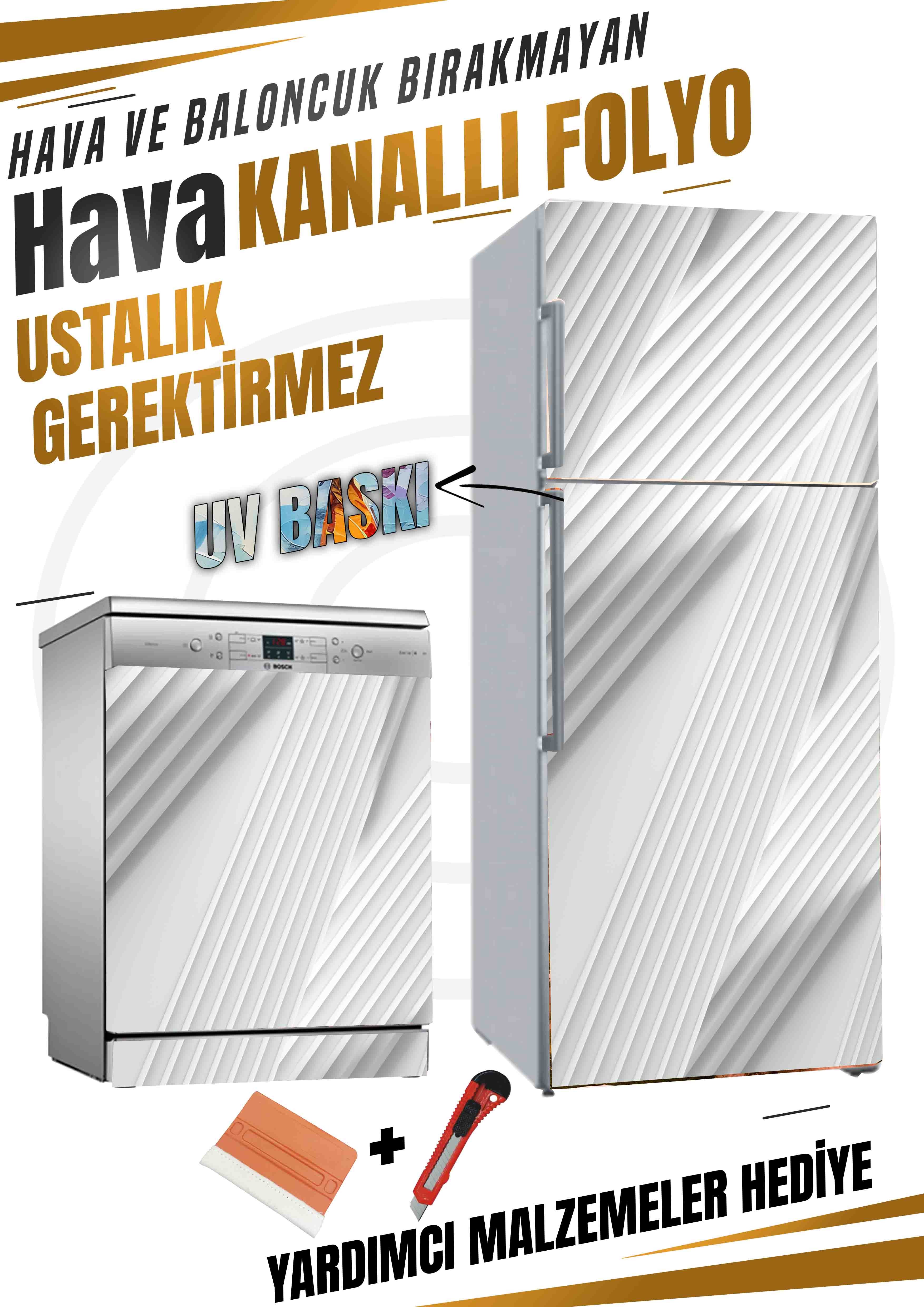 Çizgi Desenli Folyo Baskı Kaplama