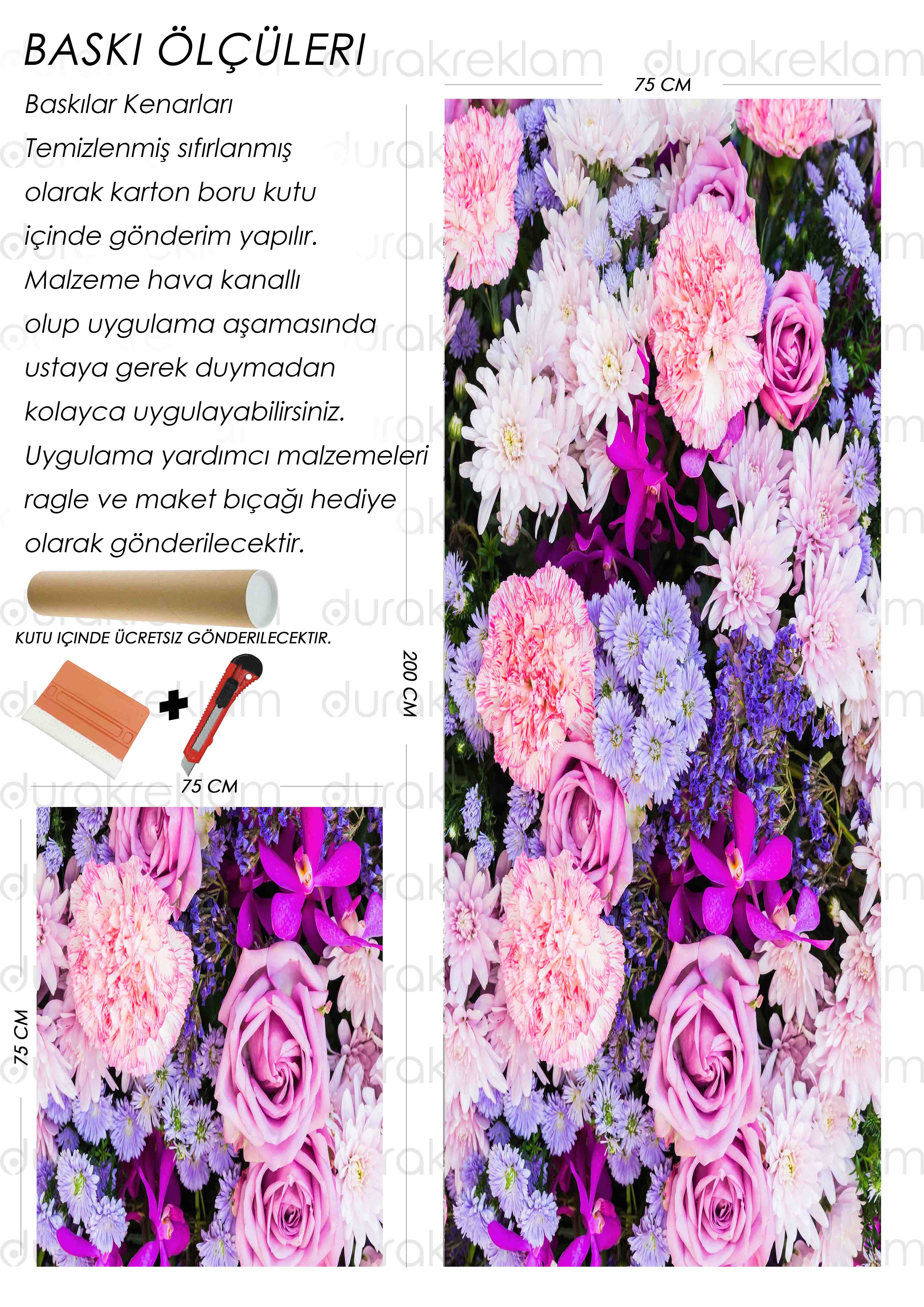 Çiçek Desenli Folyo Kaplama