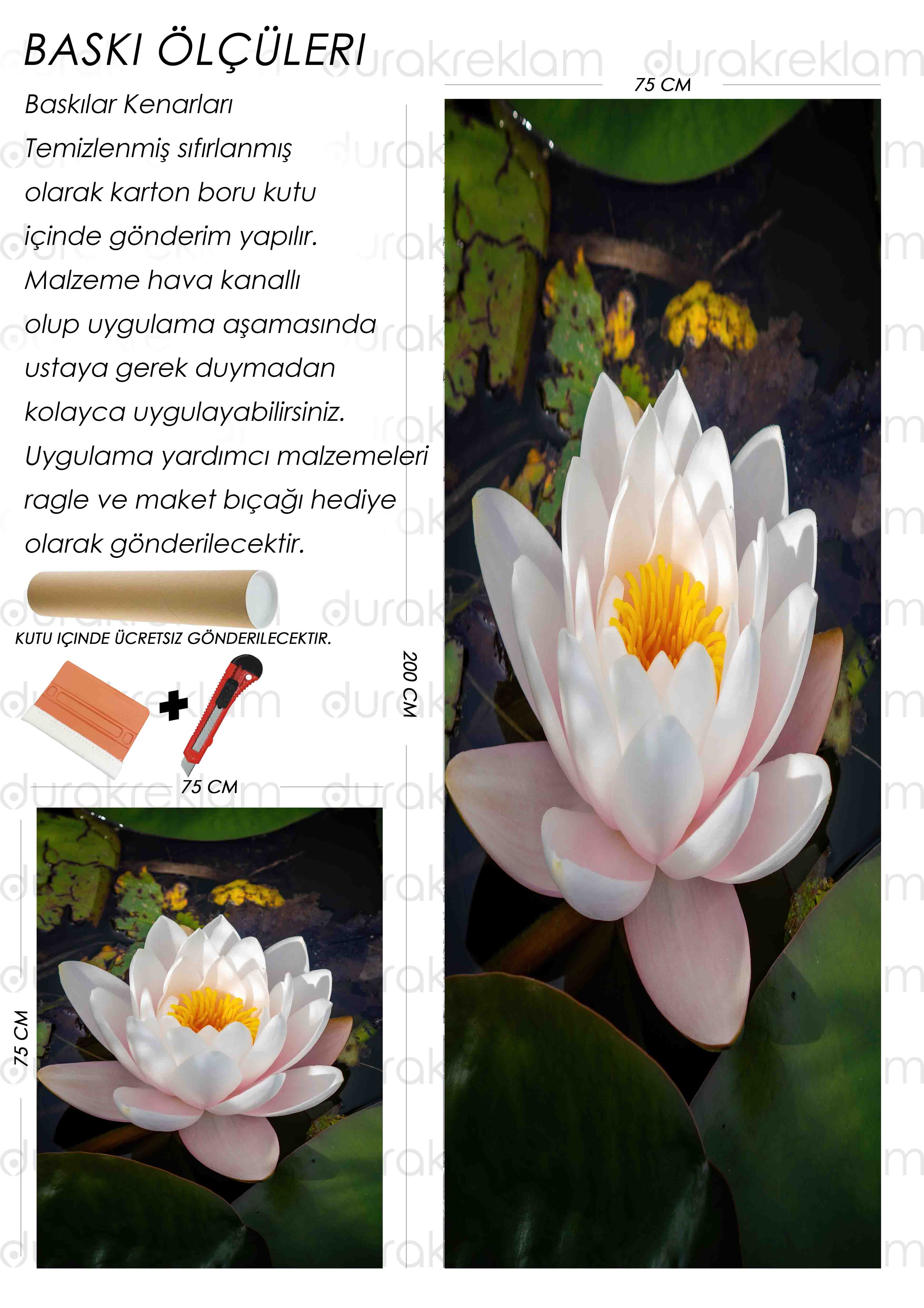 Lotus Çiçeği Desenli Folyo Kaplama