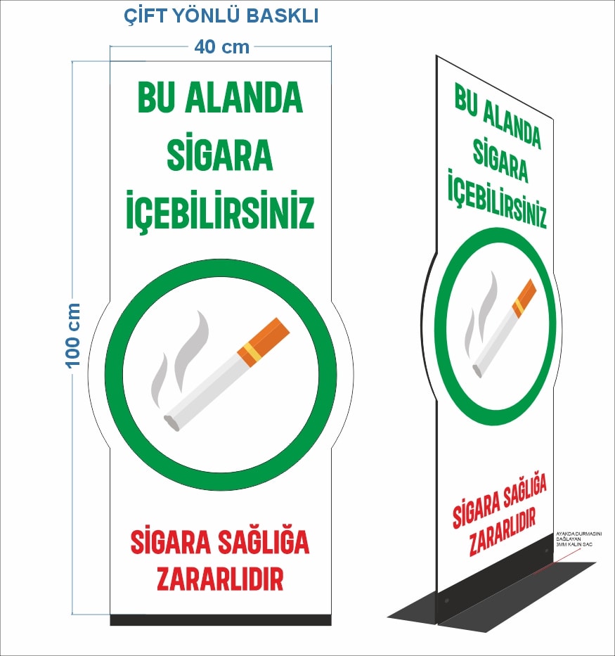 Sigara İçme Alanı Ayaklı Tabela