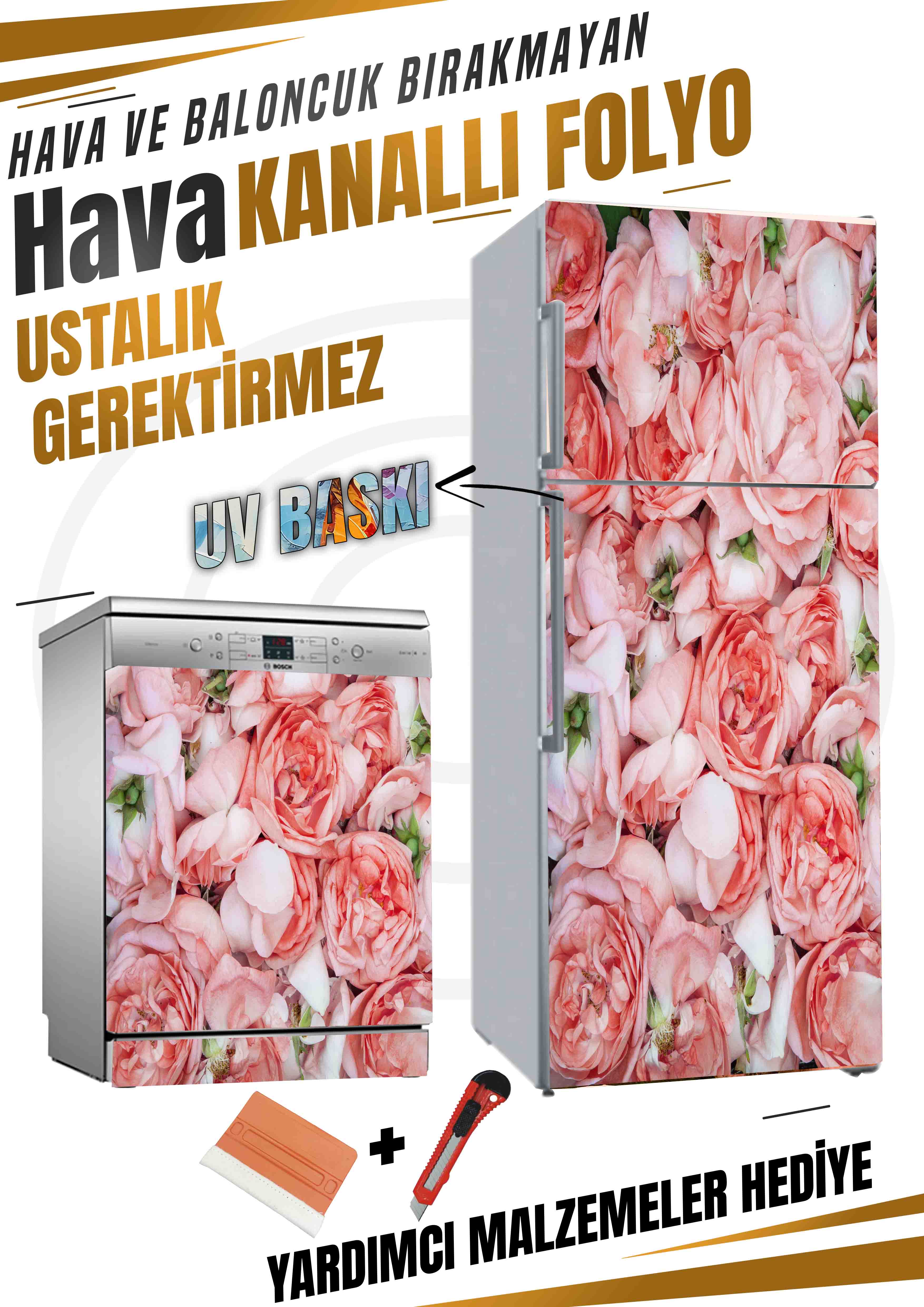 Gül desenli folyo kaplama