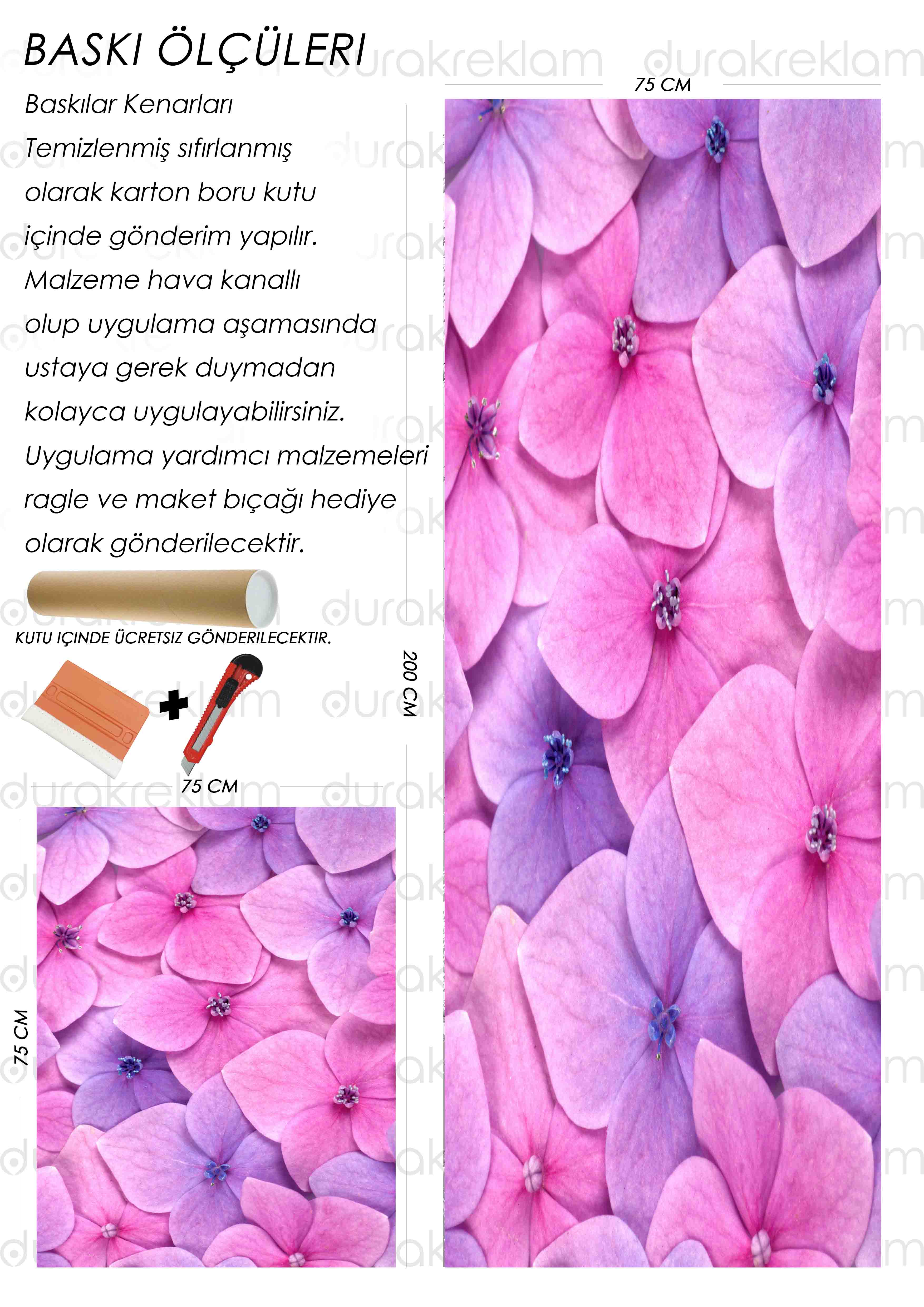 Ortanca Çiçeği Desenli Folyo Baskı Kaplama