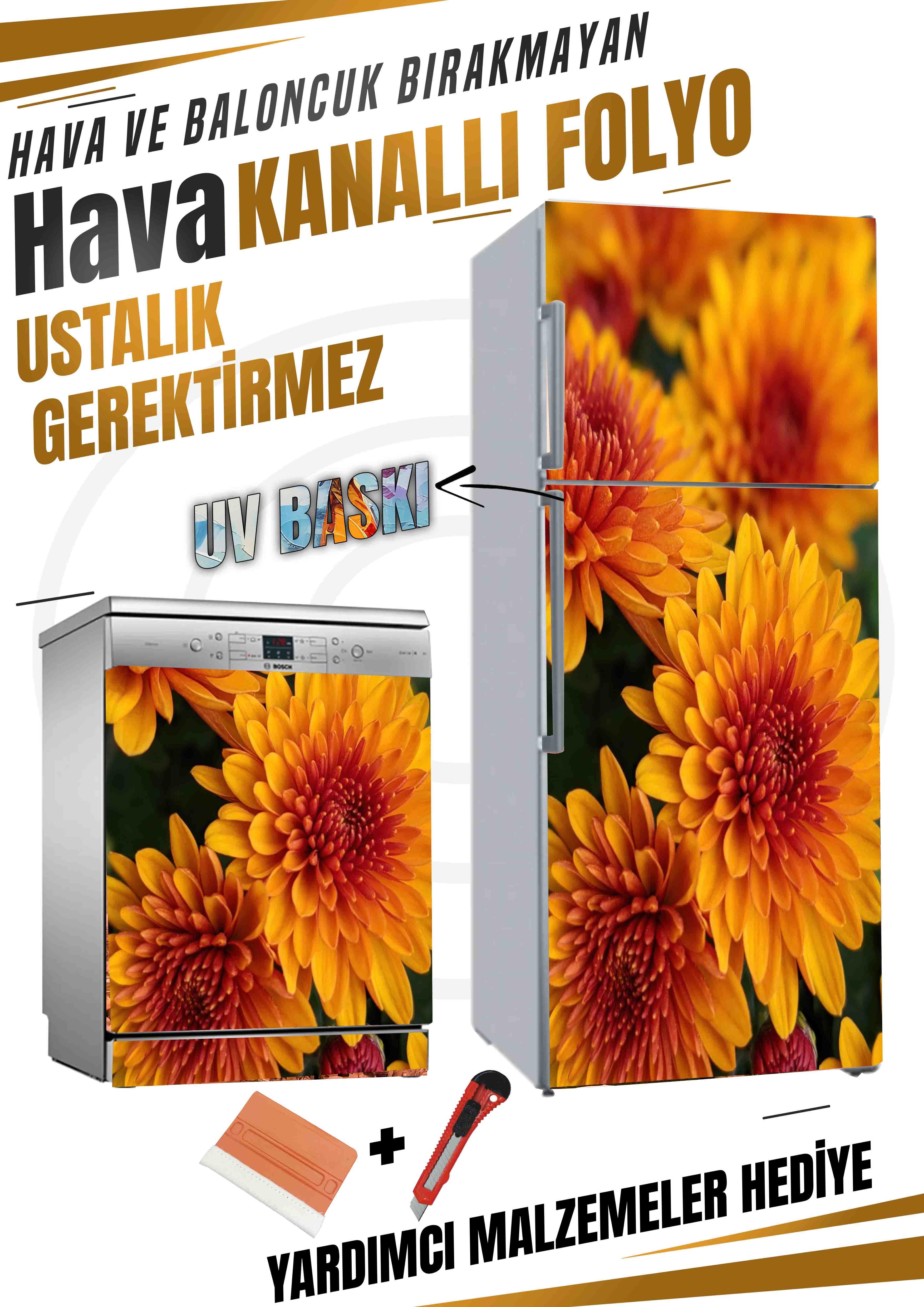 Çiçek Desenli Folyo Kaplama