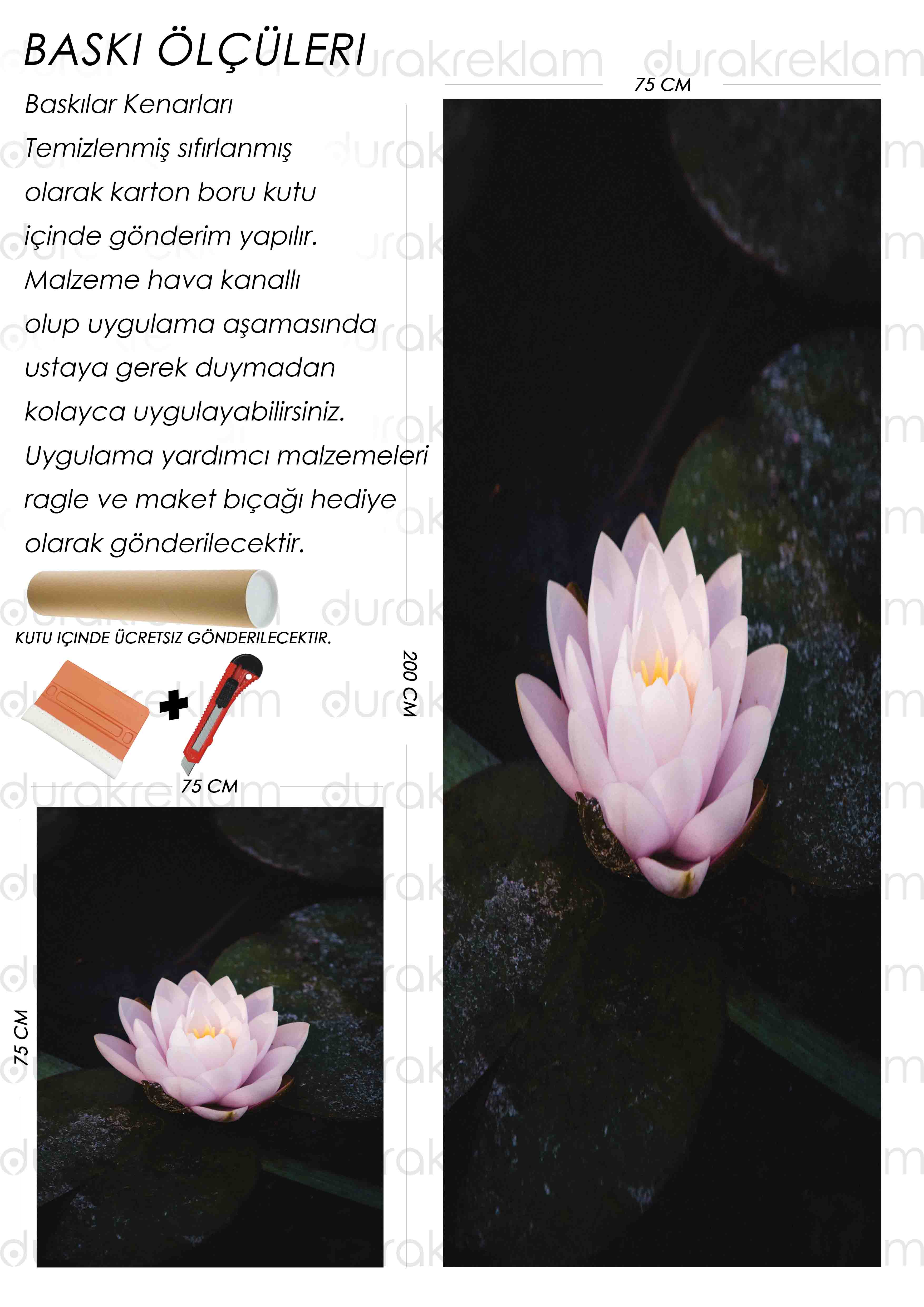 Lotus Çiçeği Desenli Folyo Kaplama