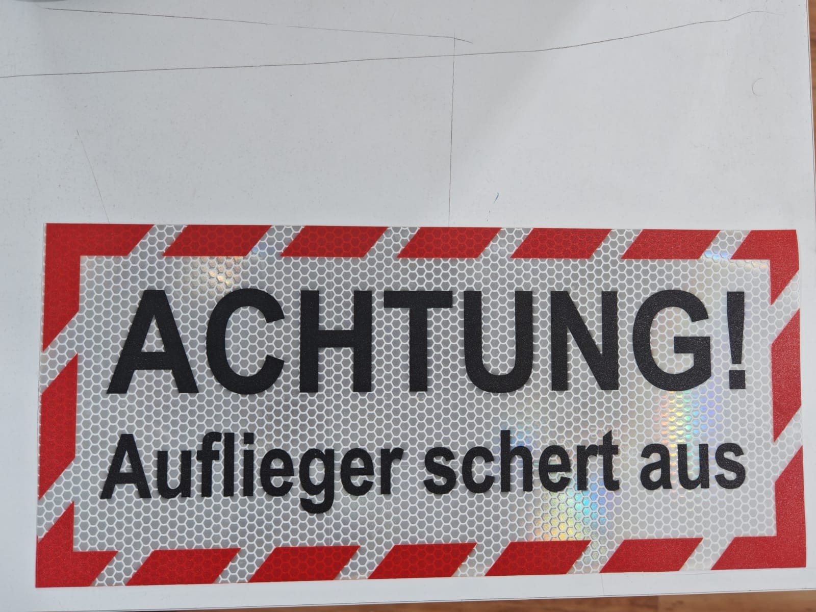 Almanca Reflektör ACHTUNG etiket