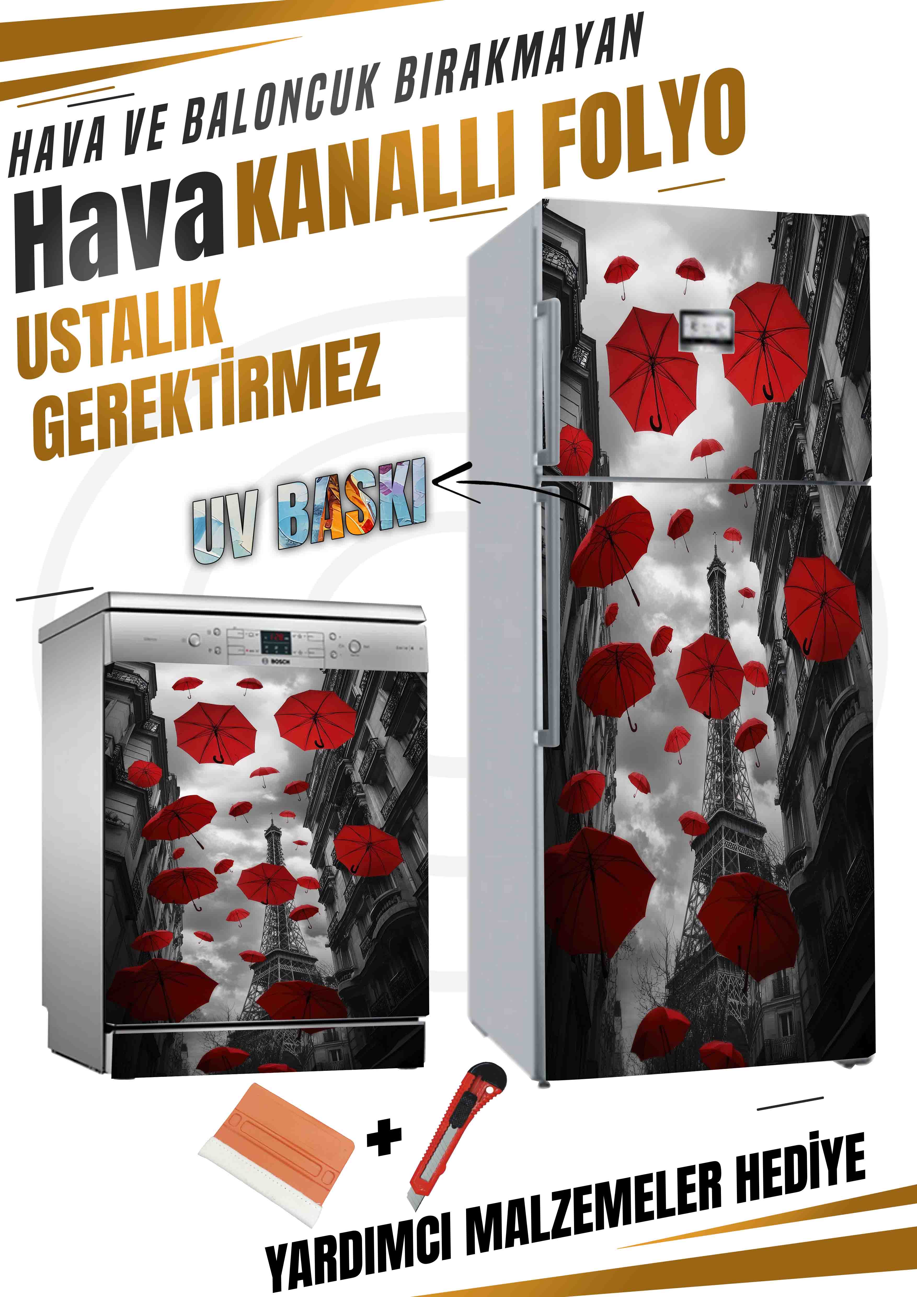 Kırmızı Şemsiye Buzdolabı ve Bulaşık makinası kaplama 