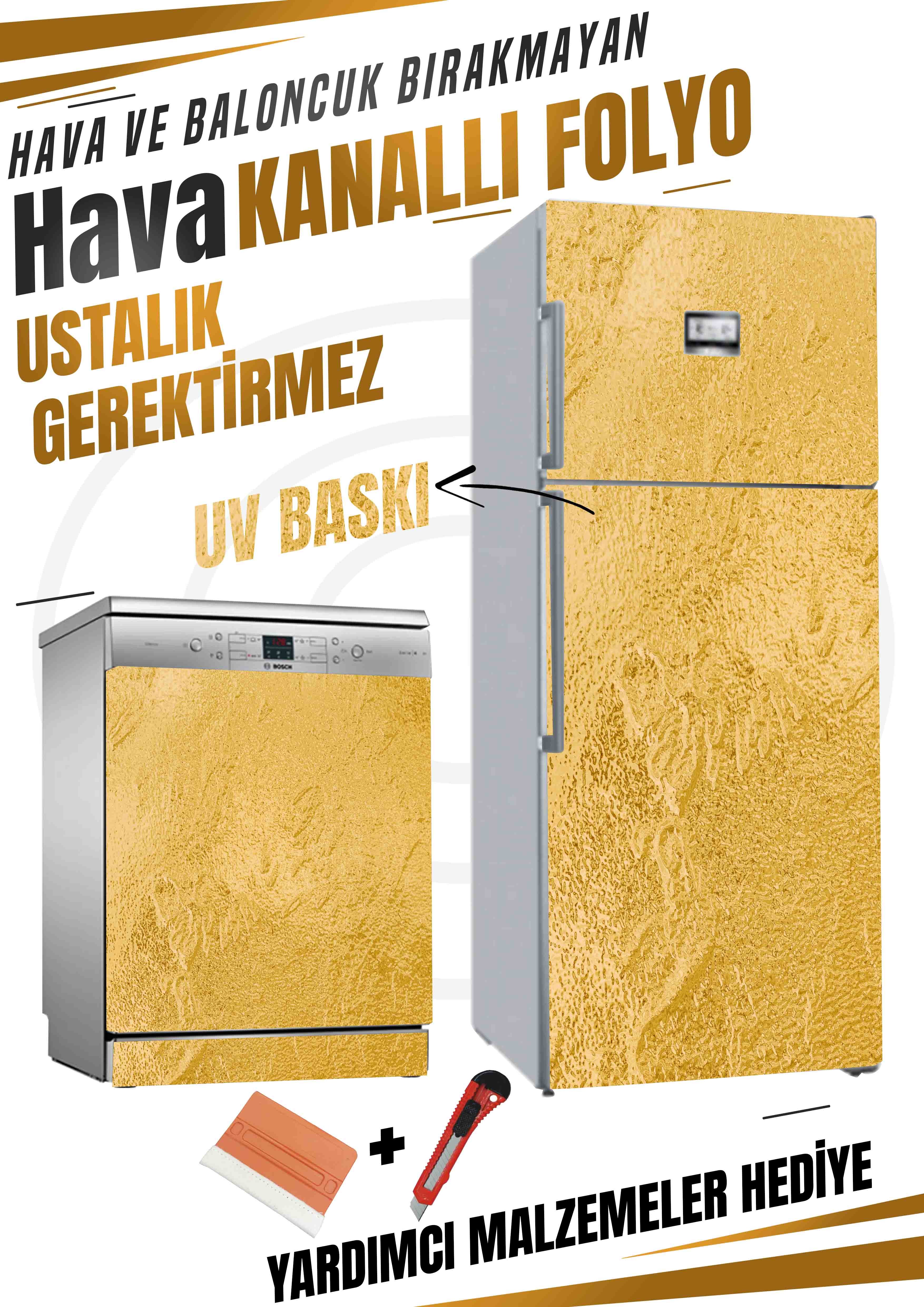 Altın Rengi Desenli Folyo Baskı Kaplama