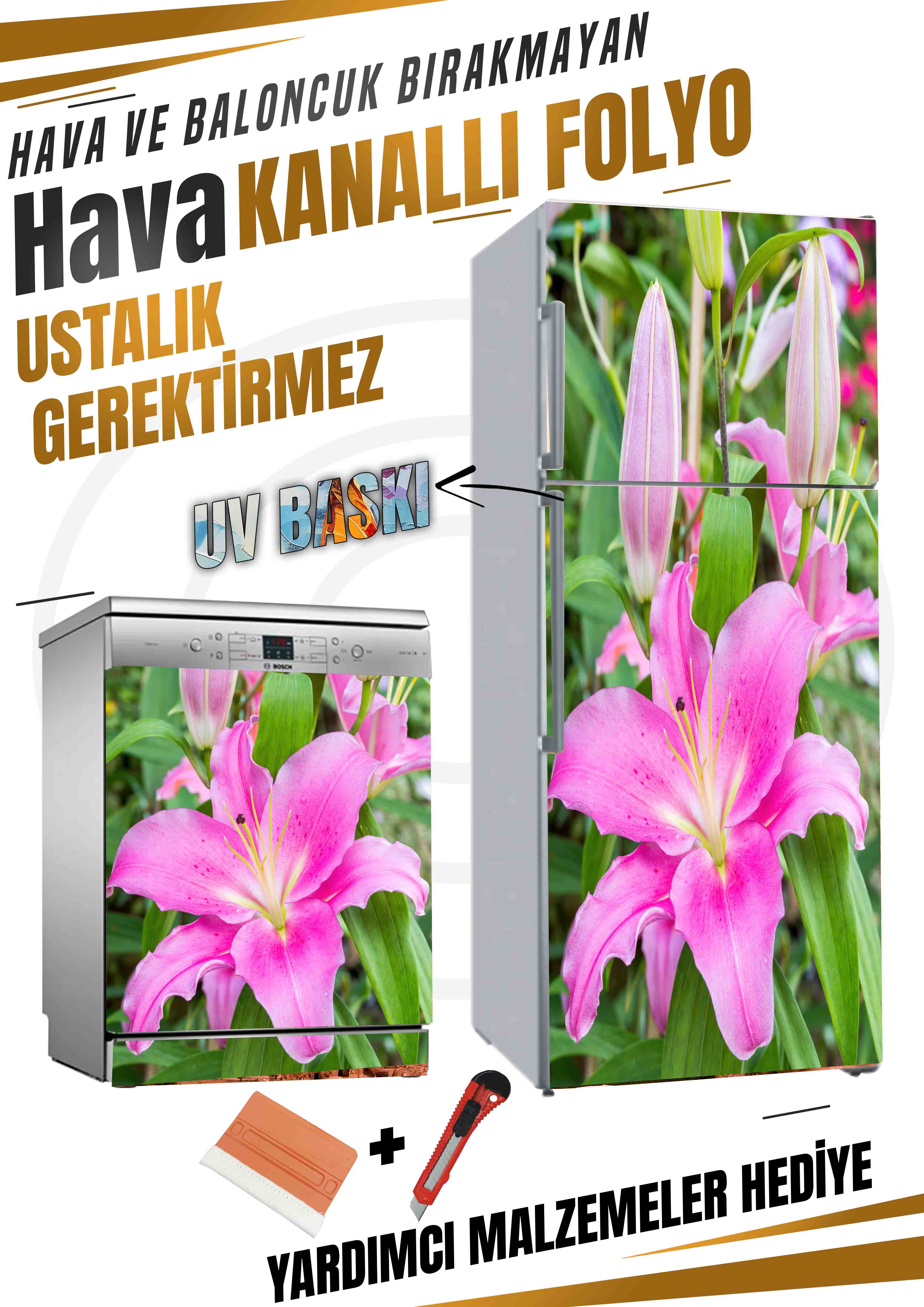 Zambak Çiçeği Folyo Baskı Kaplama