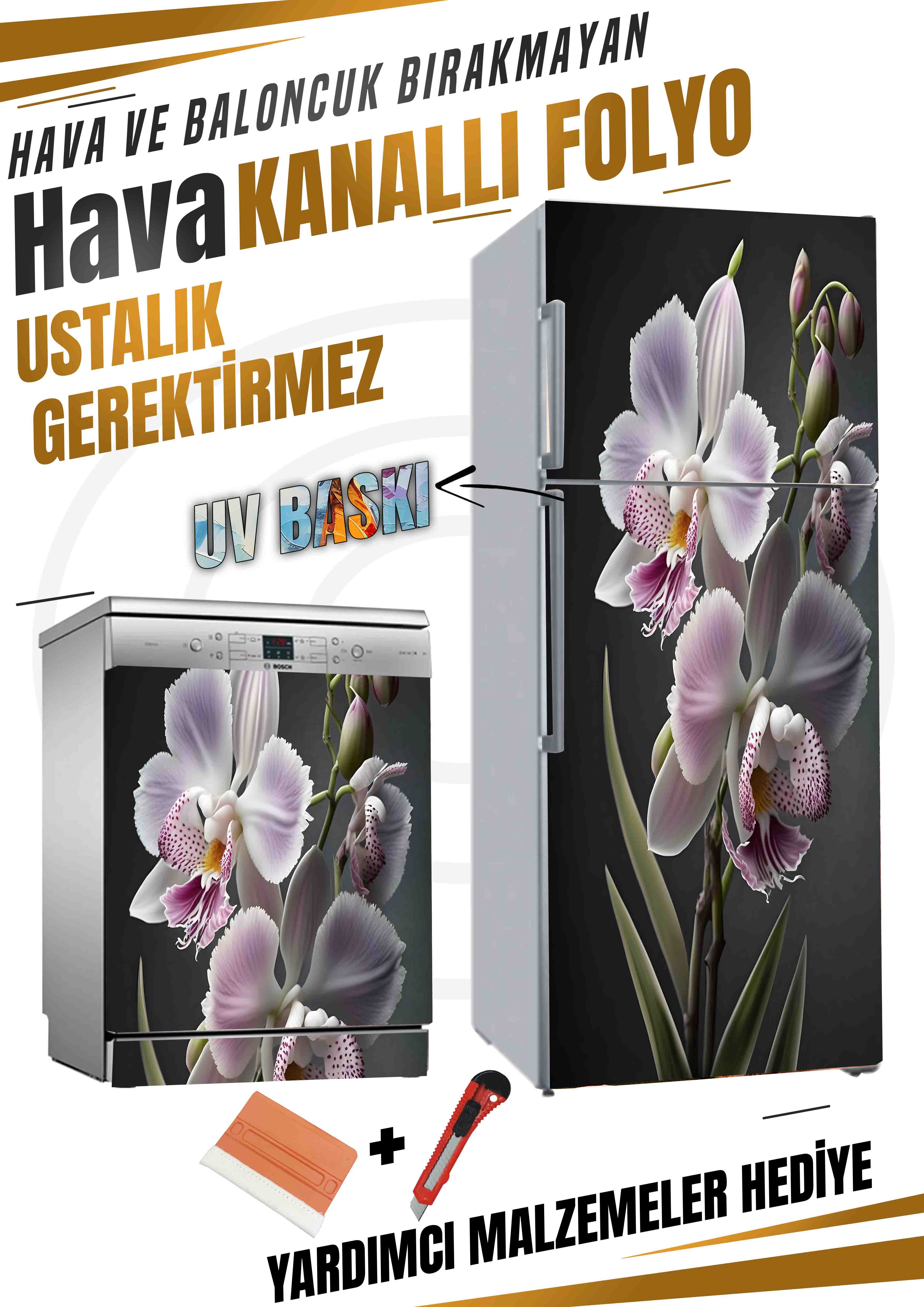 Orkide çiçeiği folyo baskı