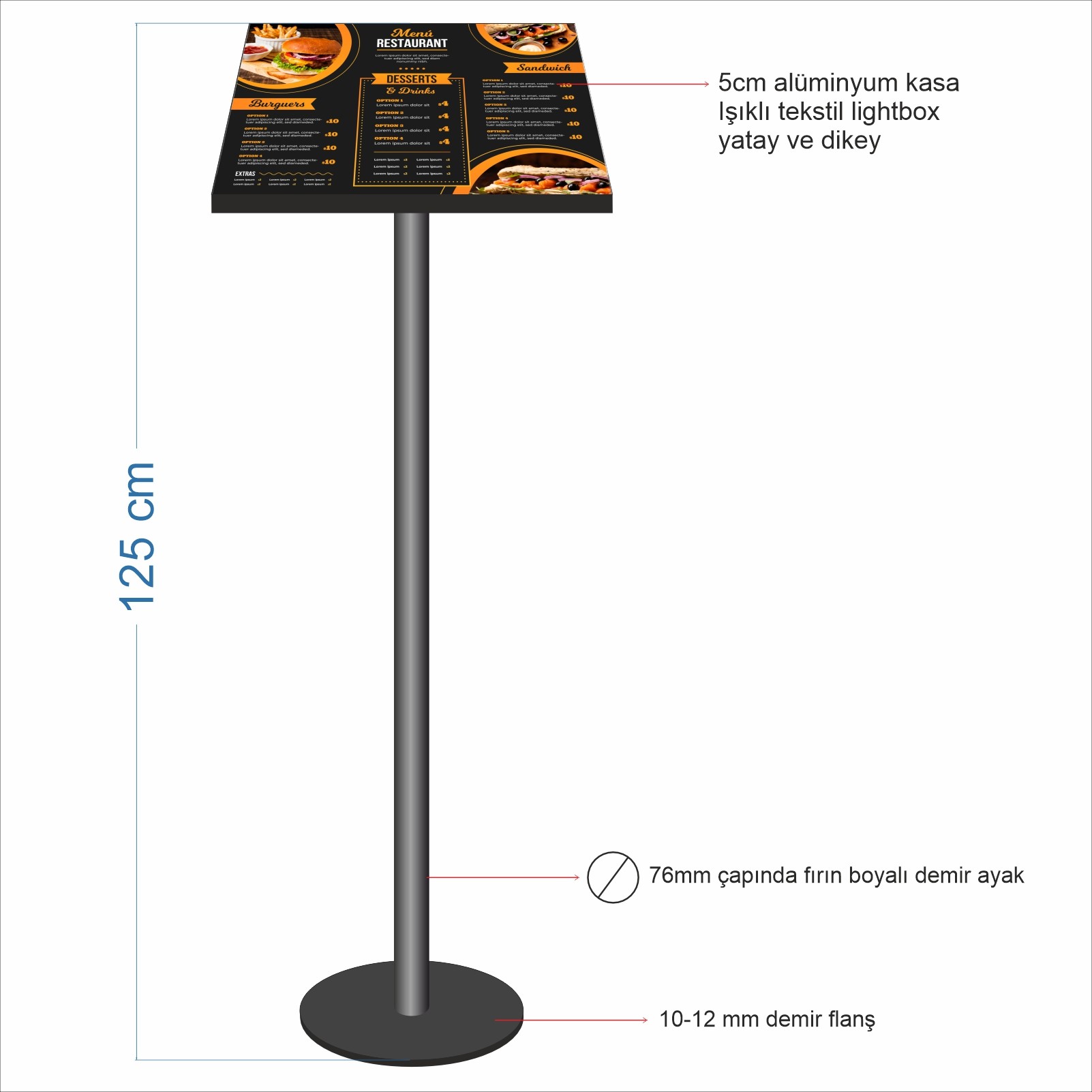 Ayaklı Işıklı Lightbox Menu