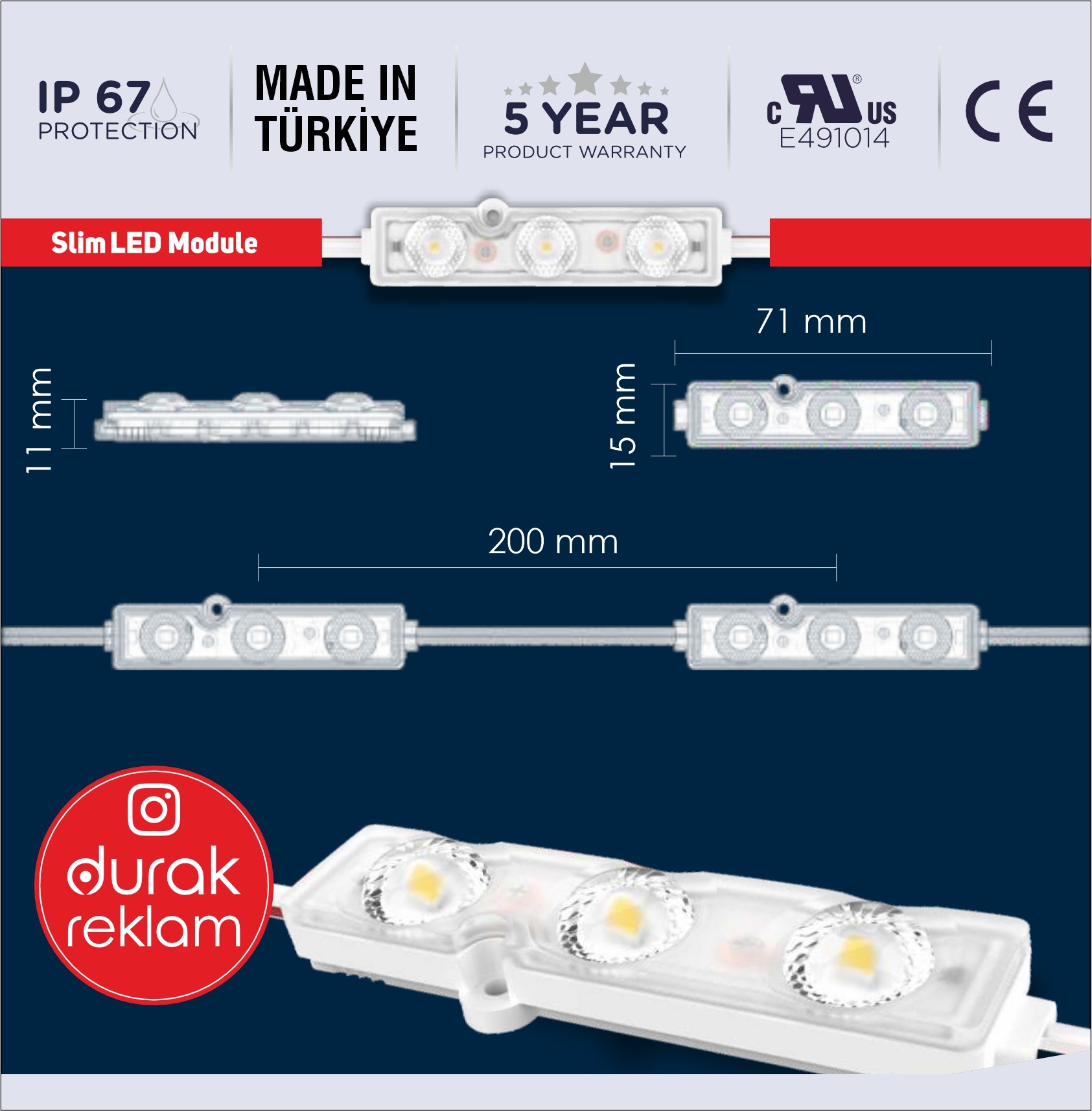 Samsun Çipli Slim Modül Led 50 ADET