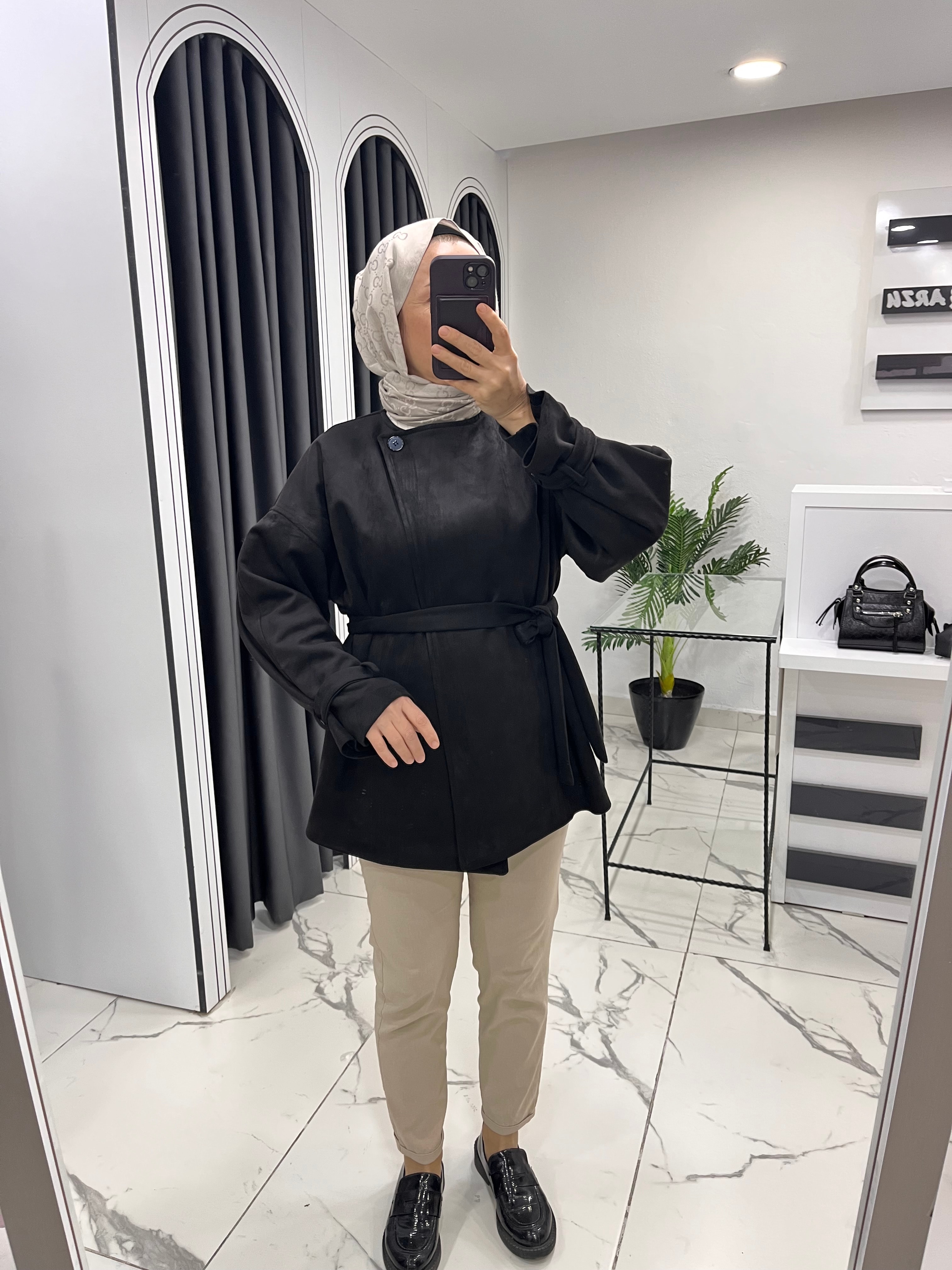 Siyah Süet astarlı ceket 