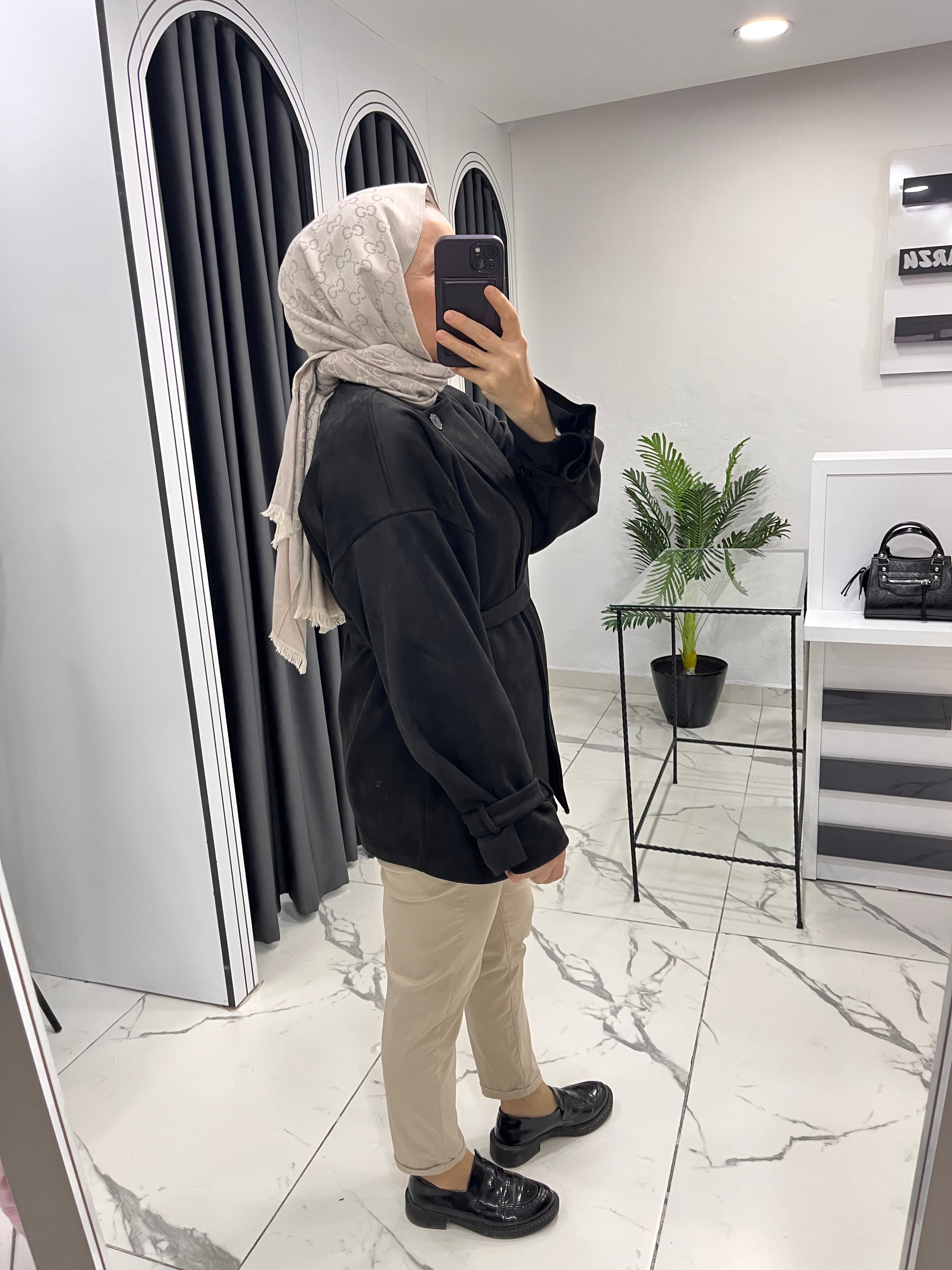 Siyah Süet astarlı ceket 