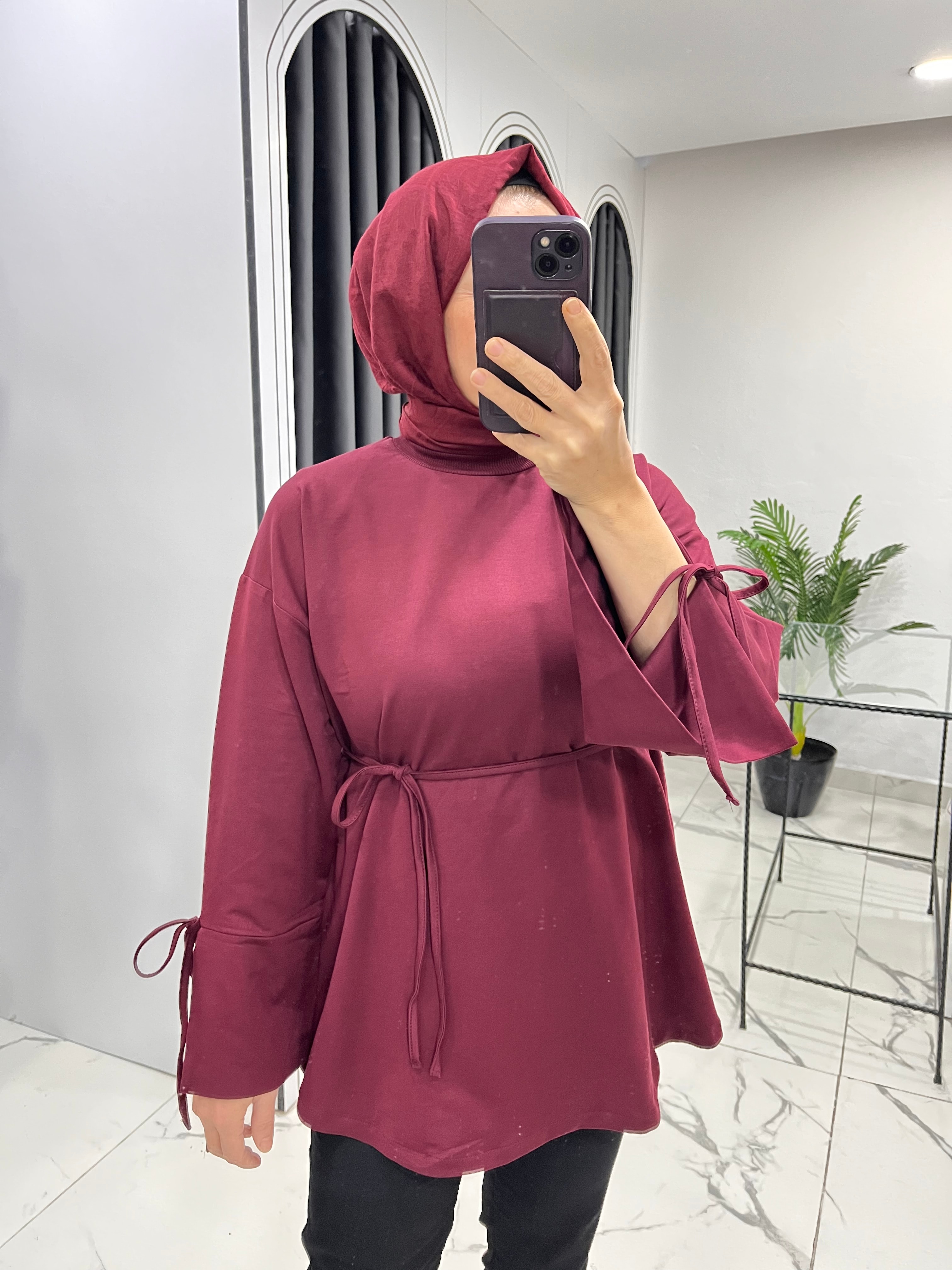 Bağcıklı düz sweat 