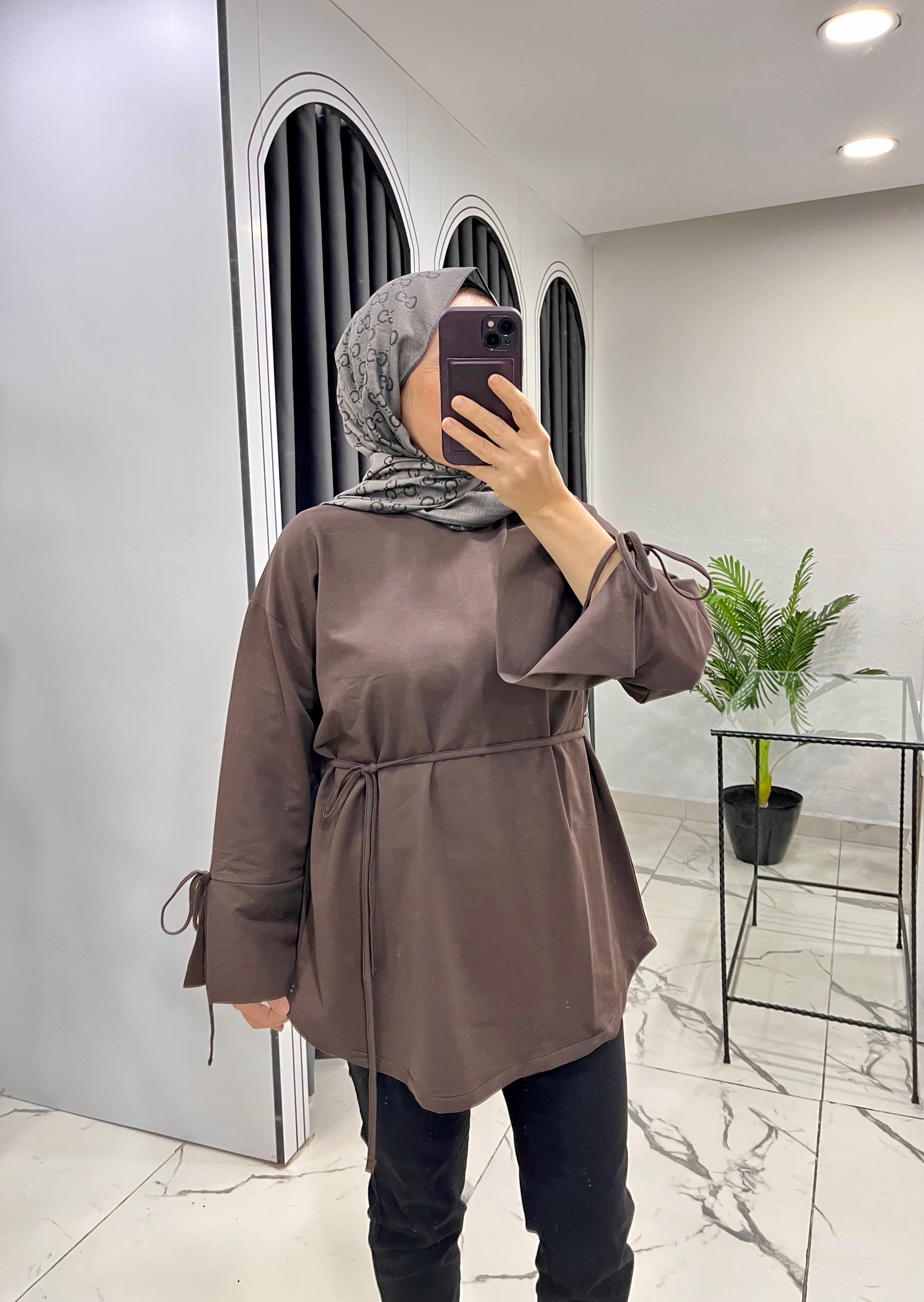 Bağcıklı düz sweat - ML BEDEN