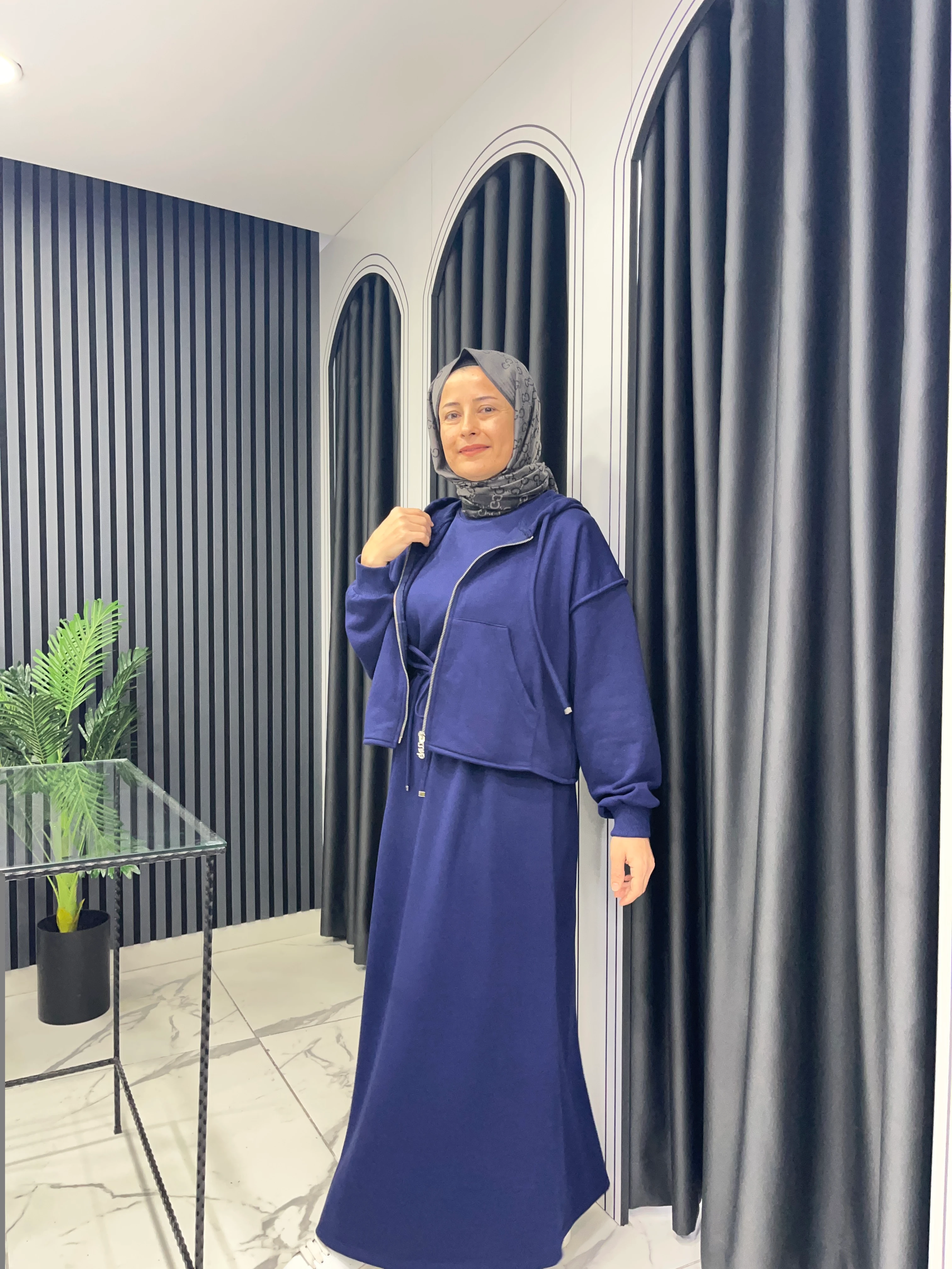 ceketli 3 iplik elbise