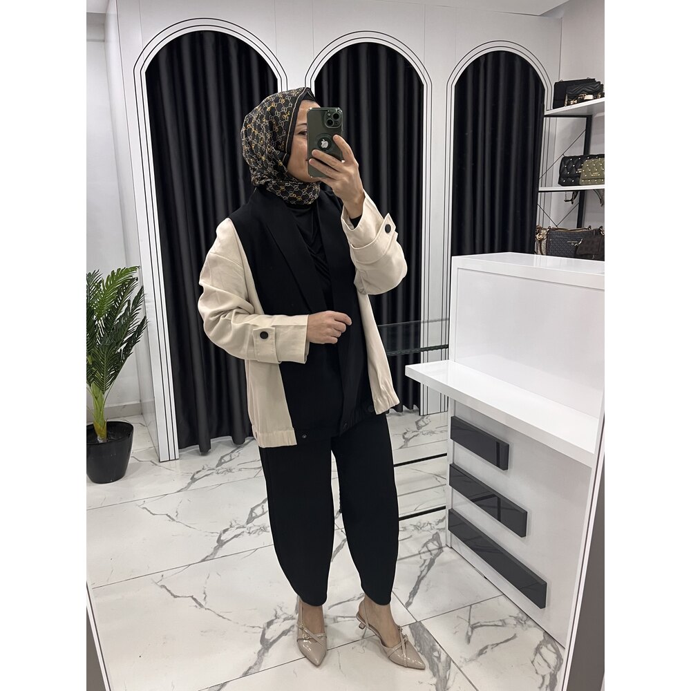 İki renkli bomber ceket