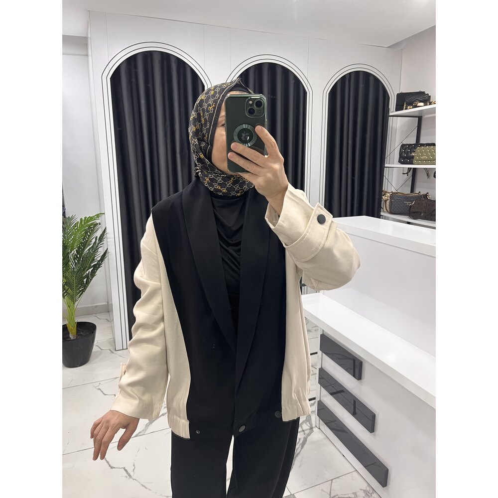 İki renkli bomber ceket