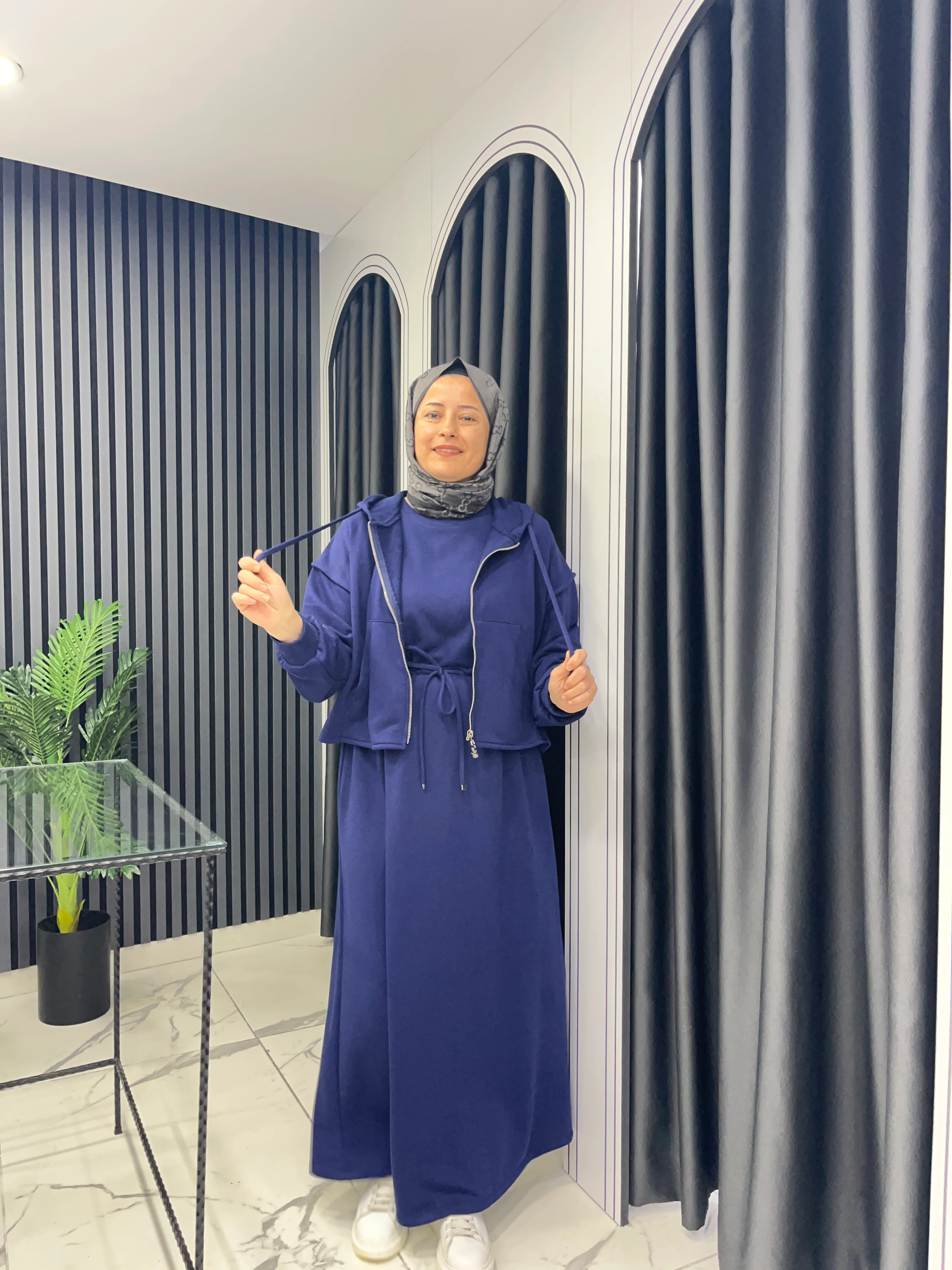 ceketli 3 iplik elbise