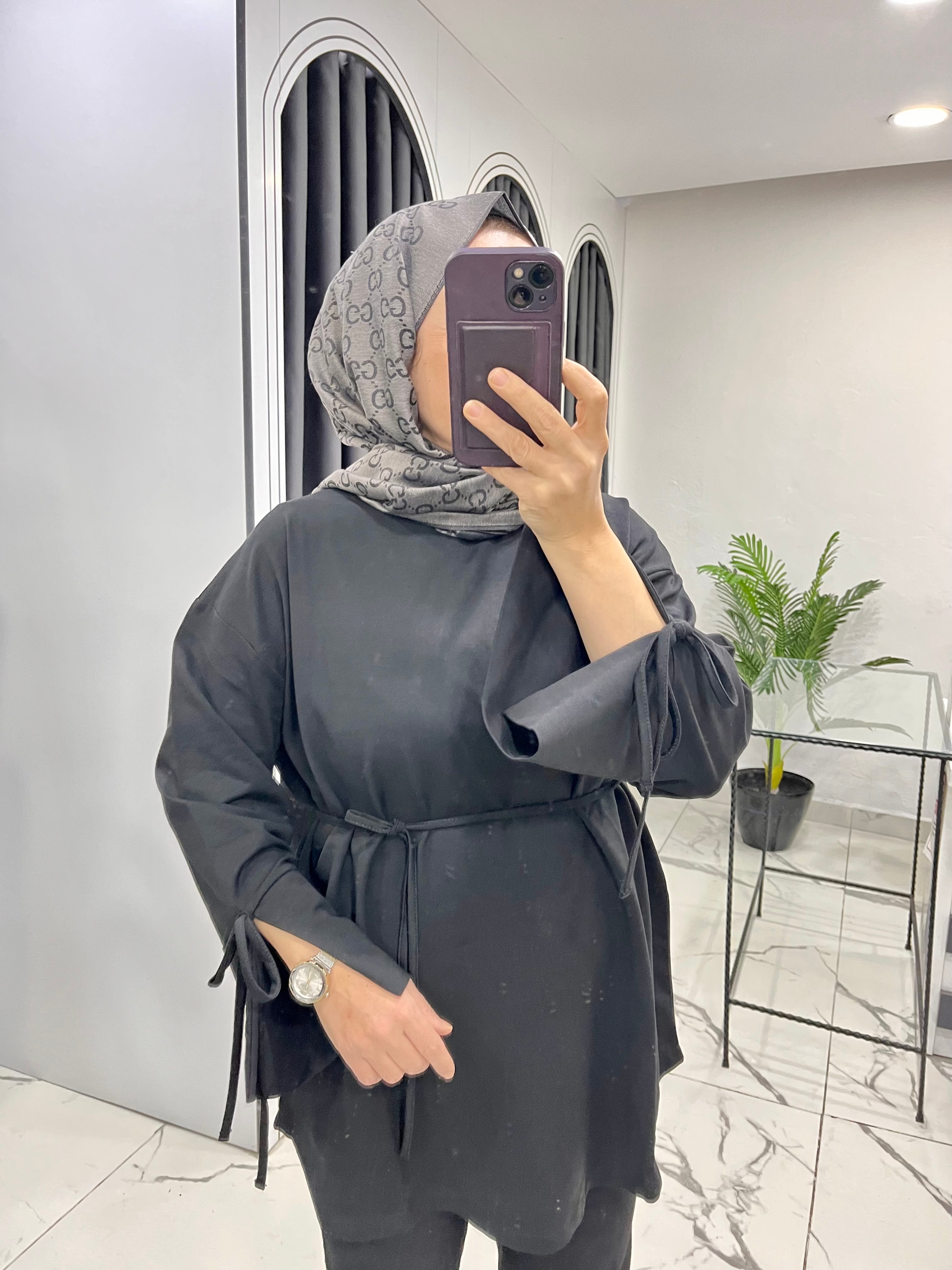 Bağcıklı düz sweat