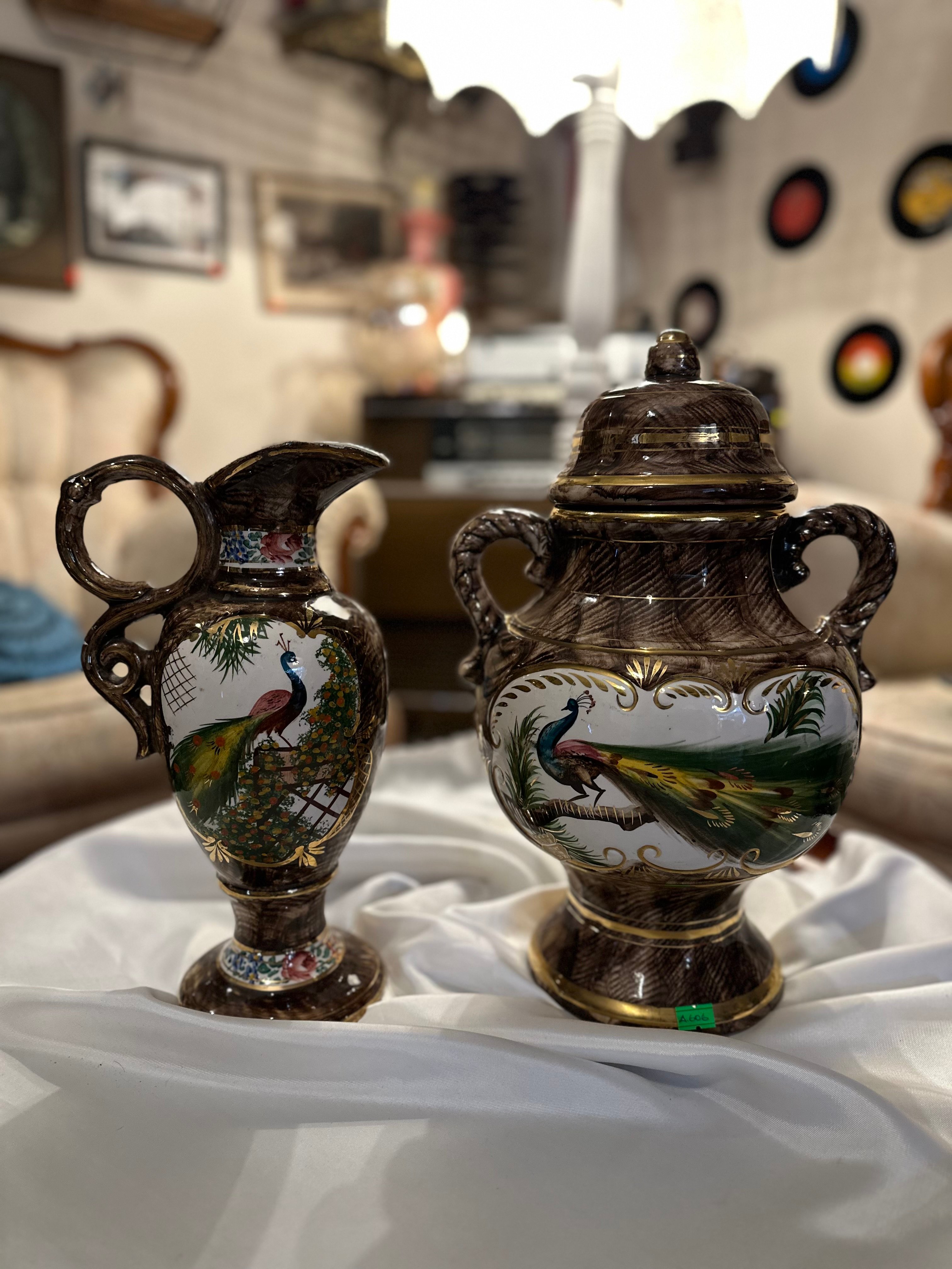 Belçika Kulplu Vazo – 2’li Antika Set