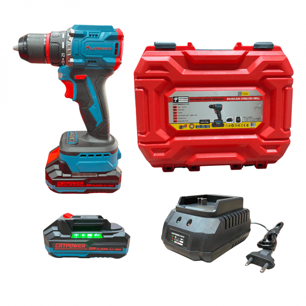 Catpower 1025 Kömürsüz Çift Akülü Matkap Vidalama 20V 2.0Ah
