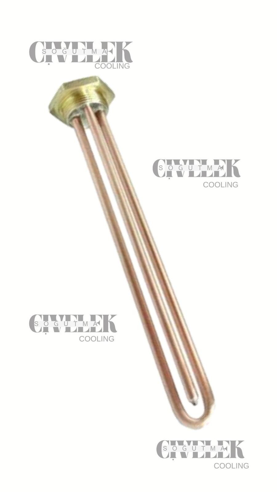 11/4" Düz Termovat Isıtıcı 30 cm 2000 W BAKIR (RTD20-28) Çay Kazanı Rezistans Kalın Diş