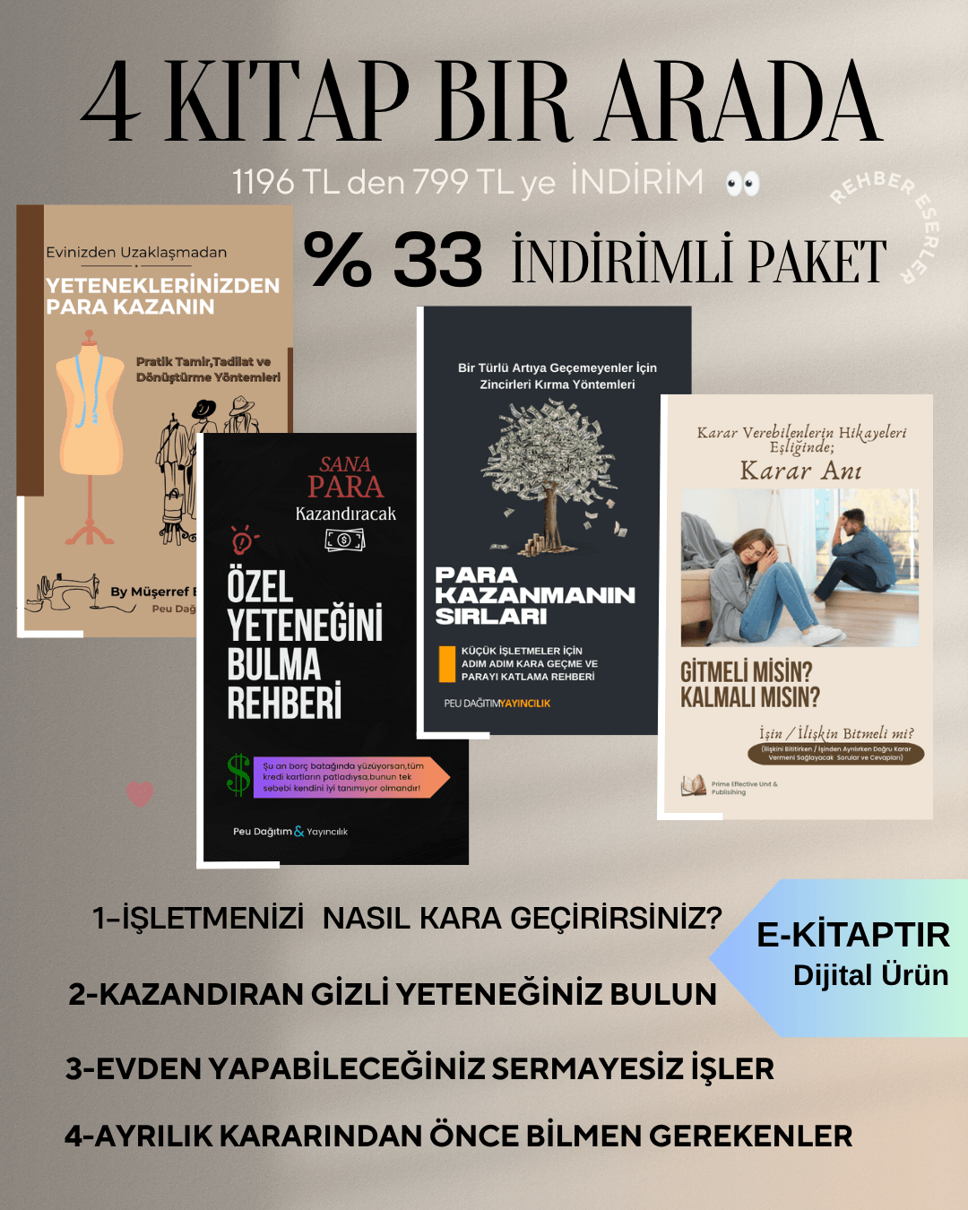 Kendini Keşfet, Yolunu Seç, Gelirini Yarat Rehber Paketi, Her Biri Sadece 199 Lira