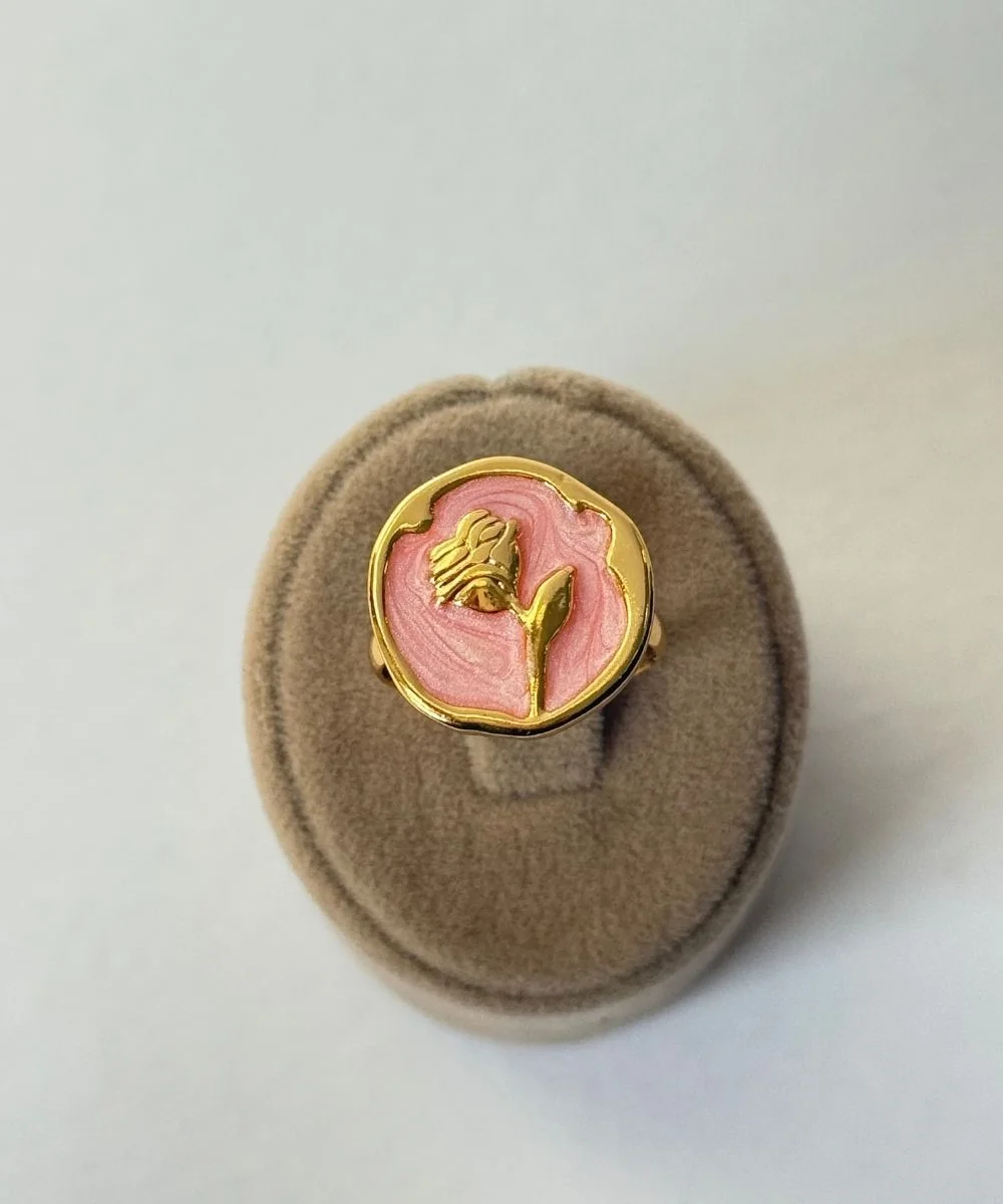 Pembe Mineli Gül Yüzük 
