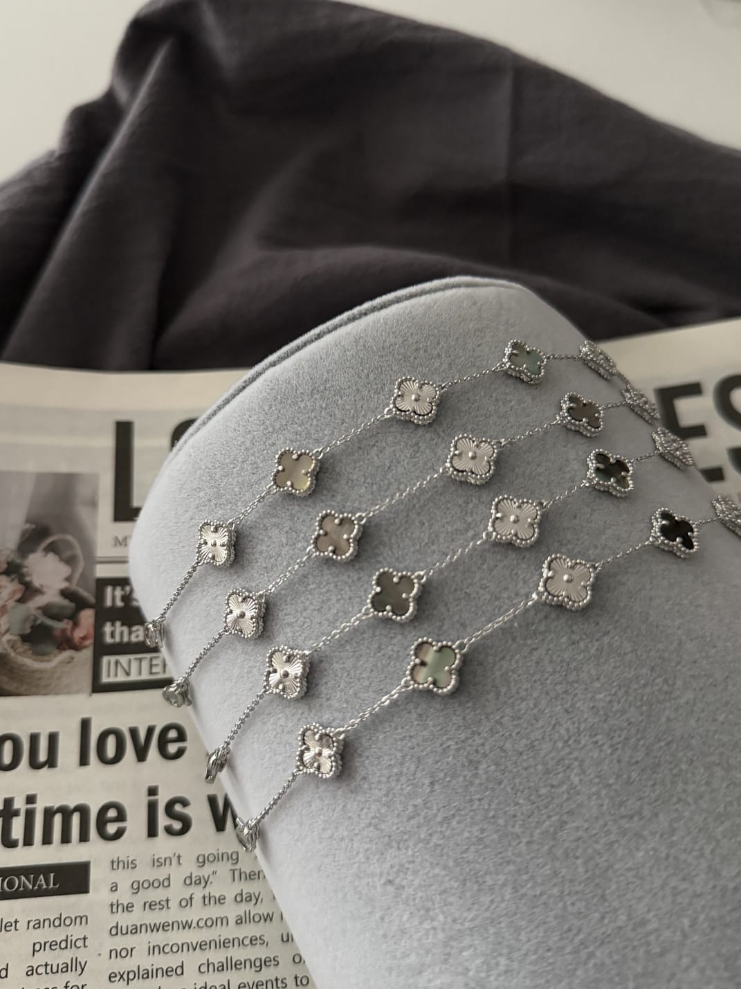 Sedefli Uzun Yonca Van Cleef  Bileklik 