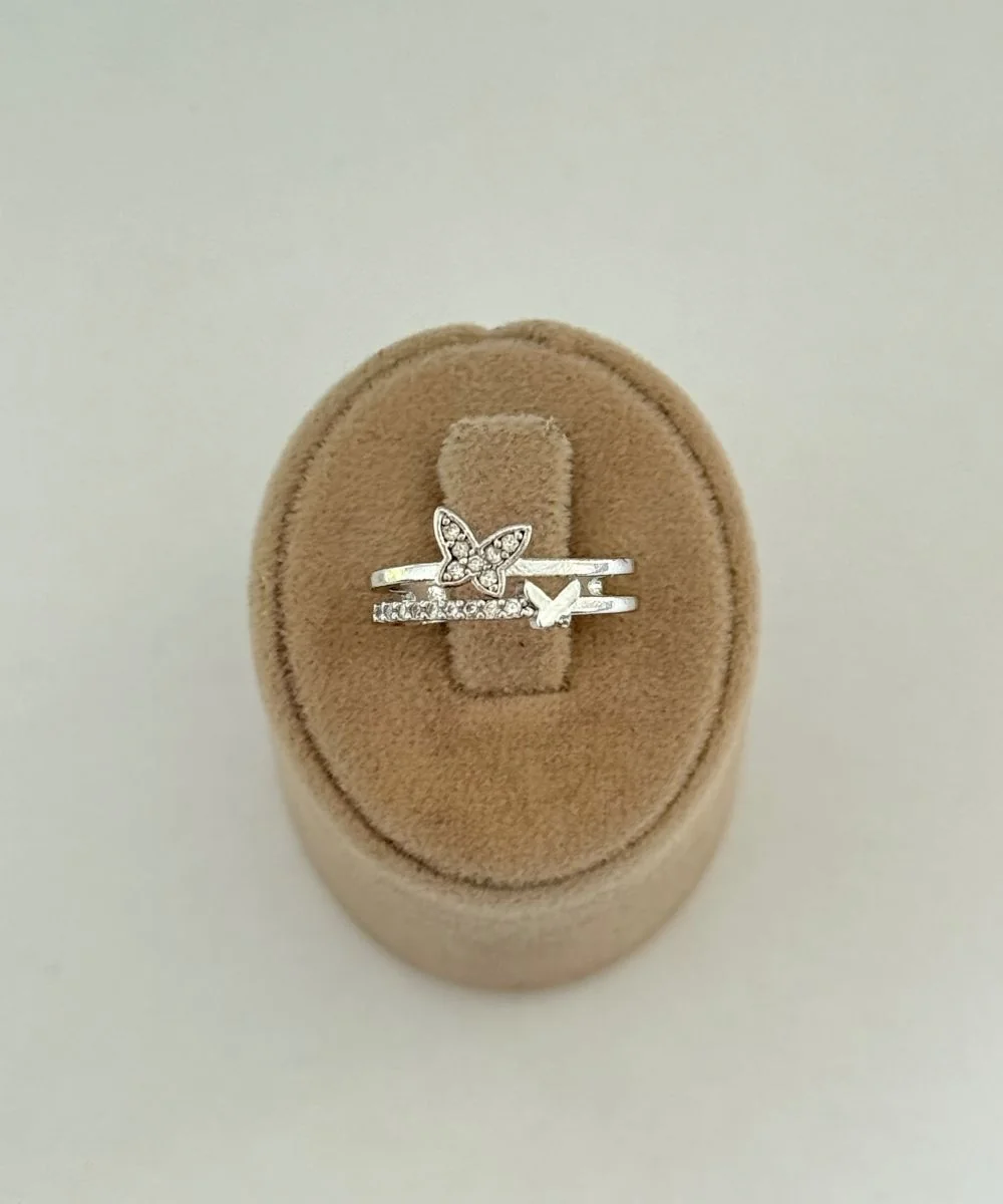 Kelebekli Taşlı Ayarlanabilir Yüzük