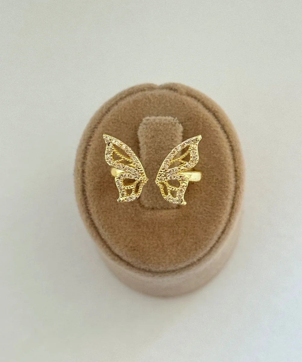 Taşlı Kelebek Kanatları Yüzük