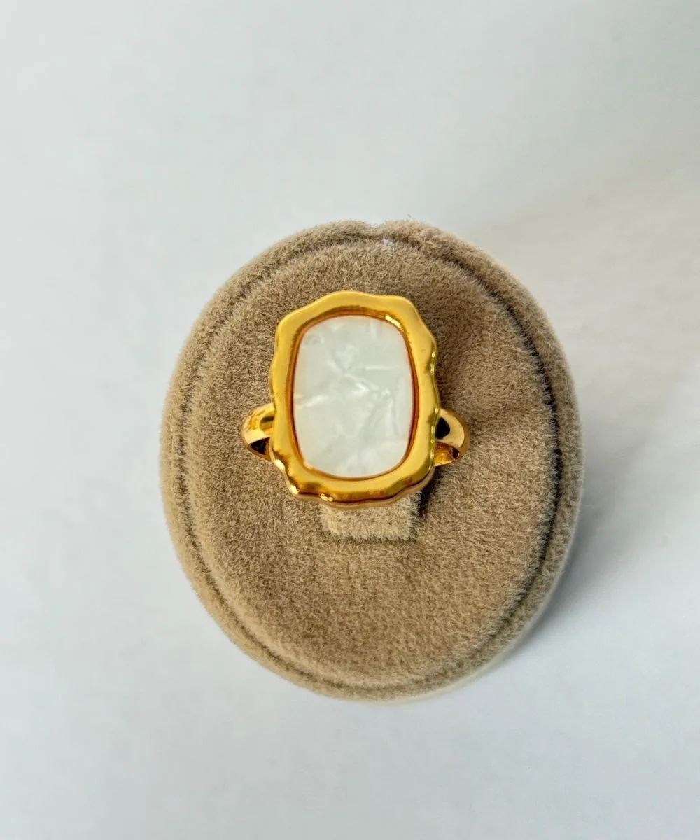 Sedef Dolgulu Tablet Yüzük 