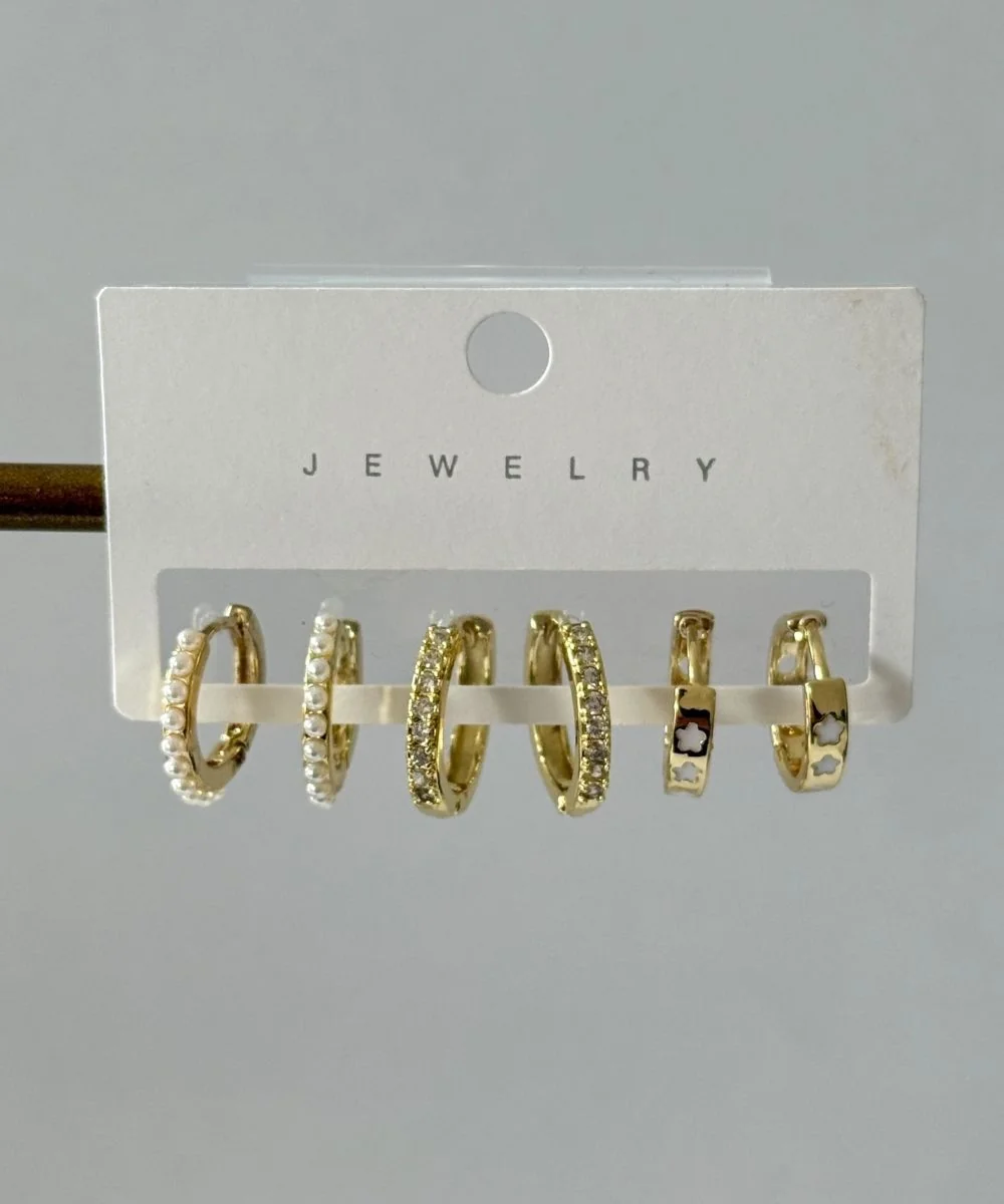 6'lı Işıltılı Halka Küpe Seti