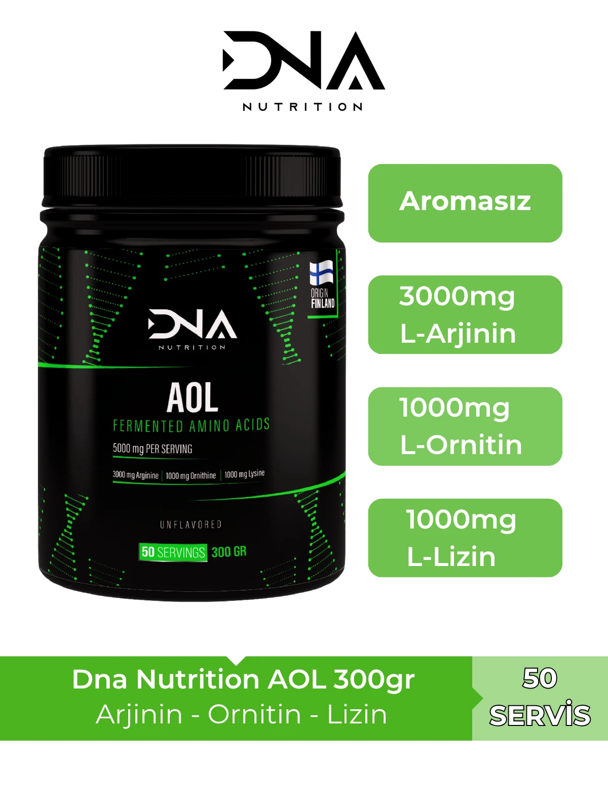 DNA Nutrition AOL (Arjinin, ornitin ve lizin) 300gr
