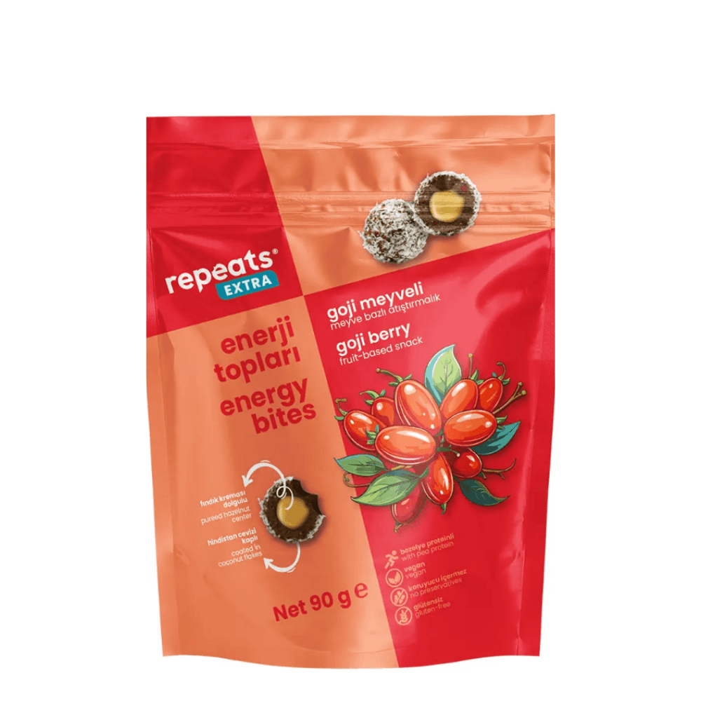 Repeats Proteinli Hurmalı Enerji Topları – Goji Meyveli 90gr