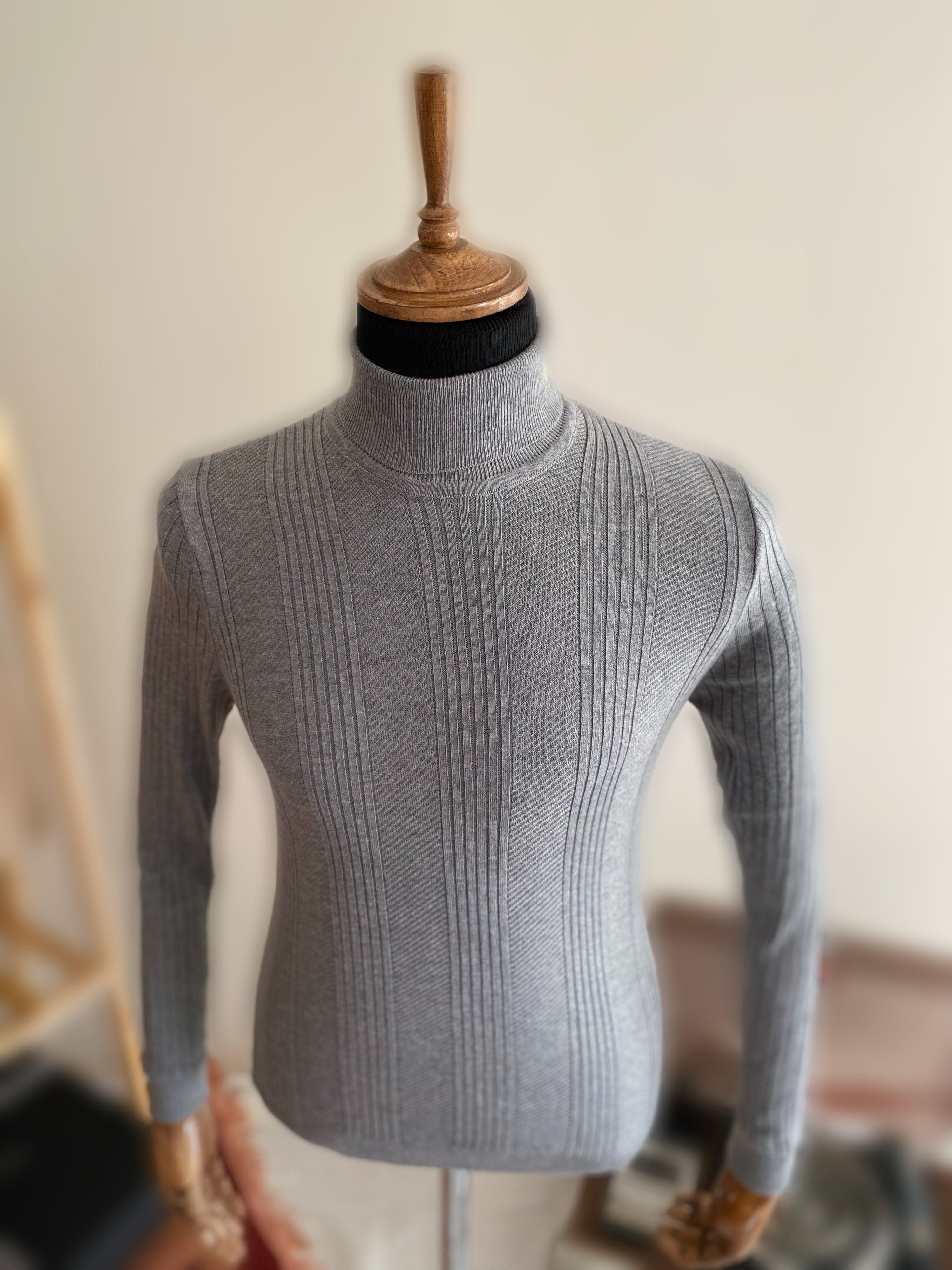 Italian Style Turtleneck Knitwear Gri