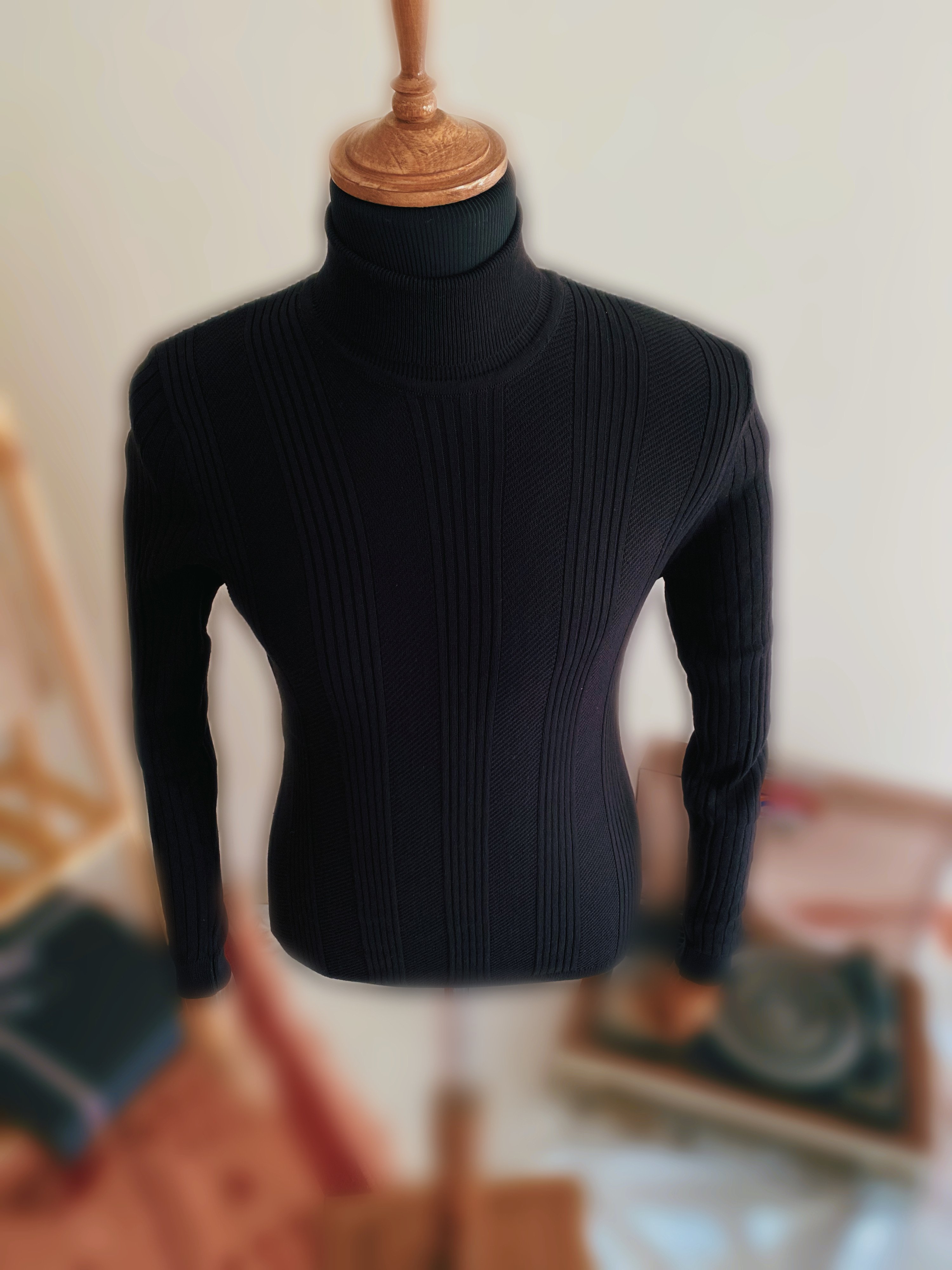 Italian Style Turtleneck Knitwear Black