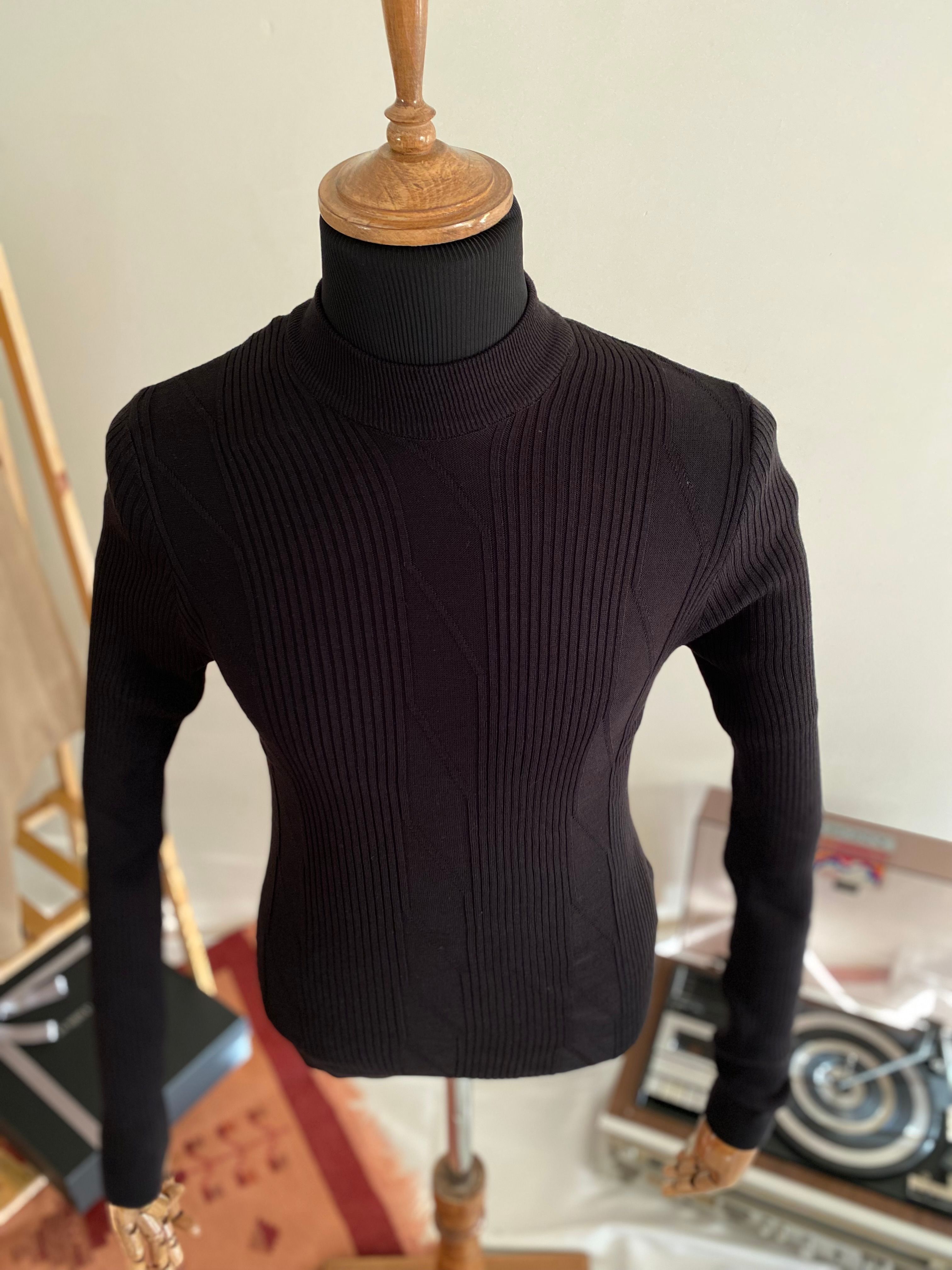 Italian Style Slim Fit Men's Half Turtleneck Knitwear Navy Blue