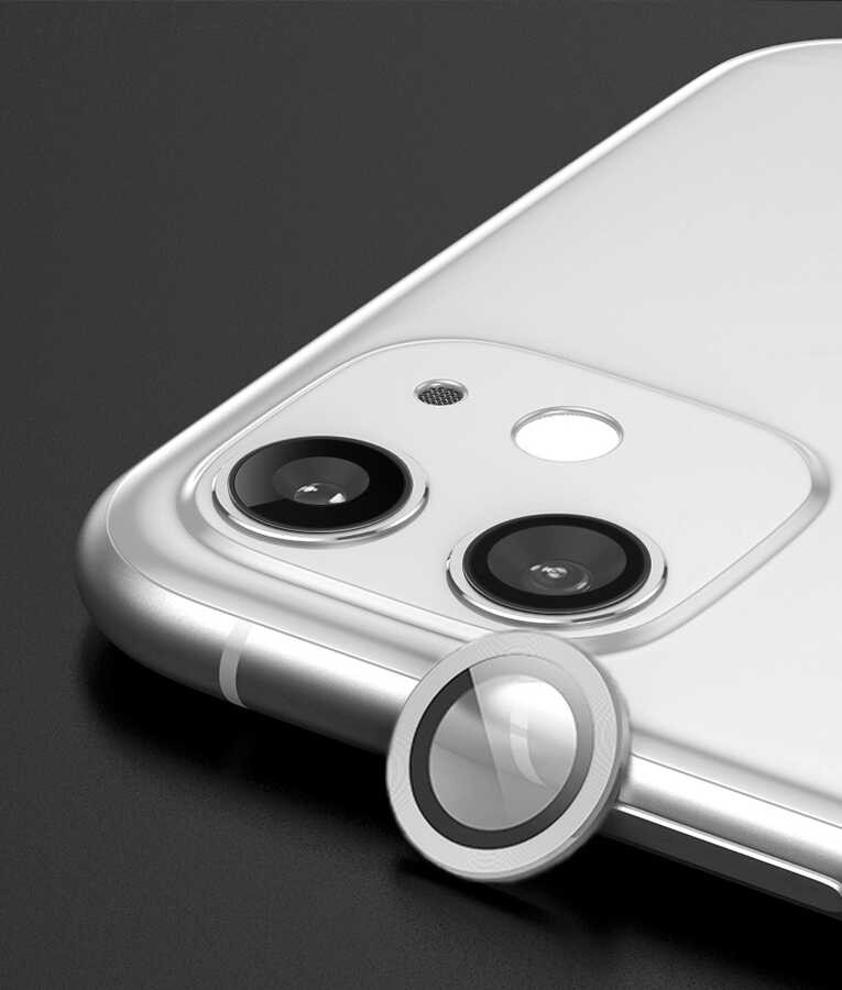 Apple iPhone 12 Mini Shine Kamera Lens Koruyucu - Gümüş