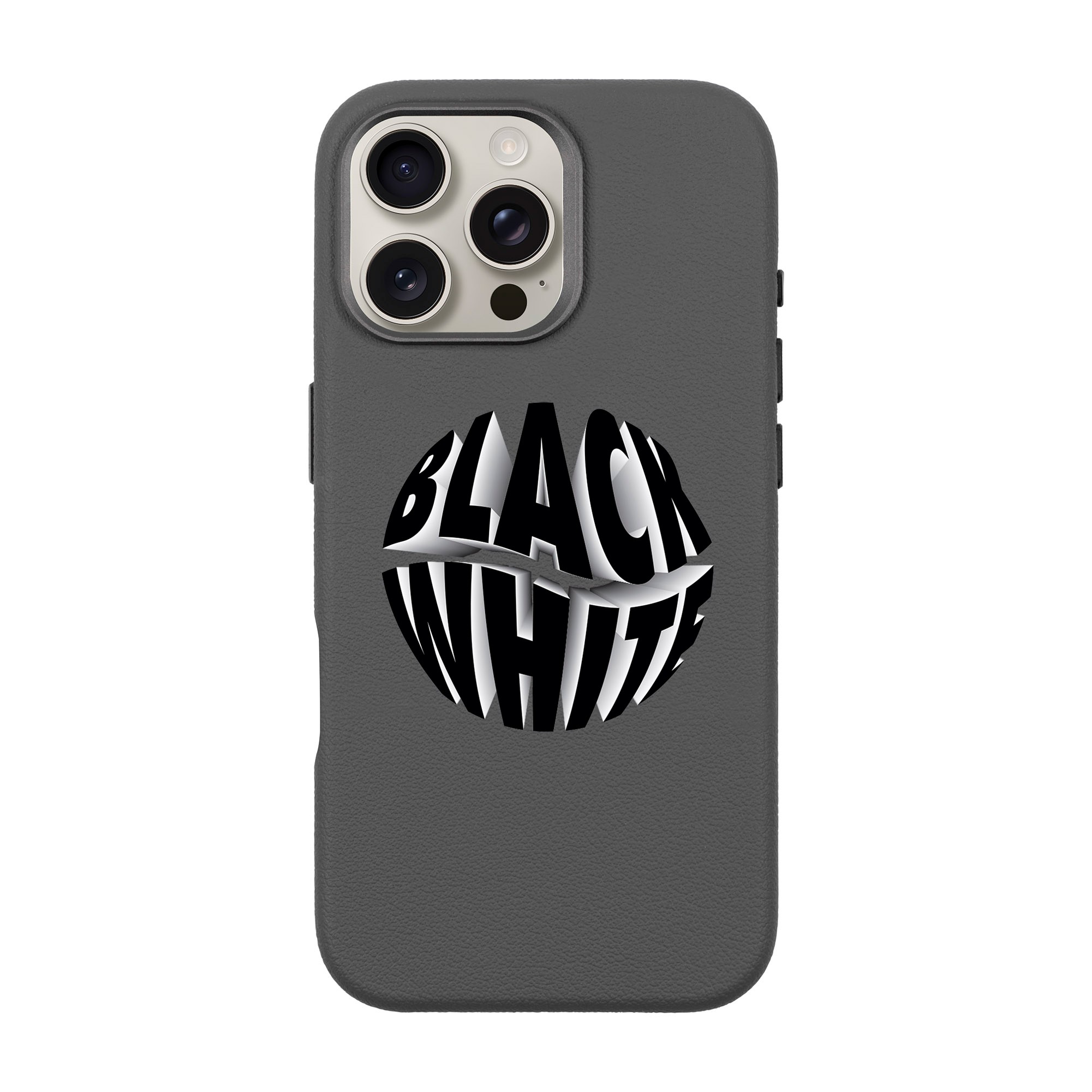 BLACK WHITE-iPhone Leather Premium Case with MagSafe