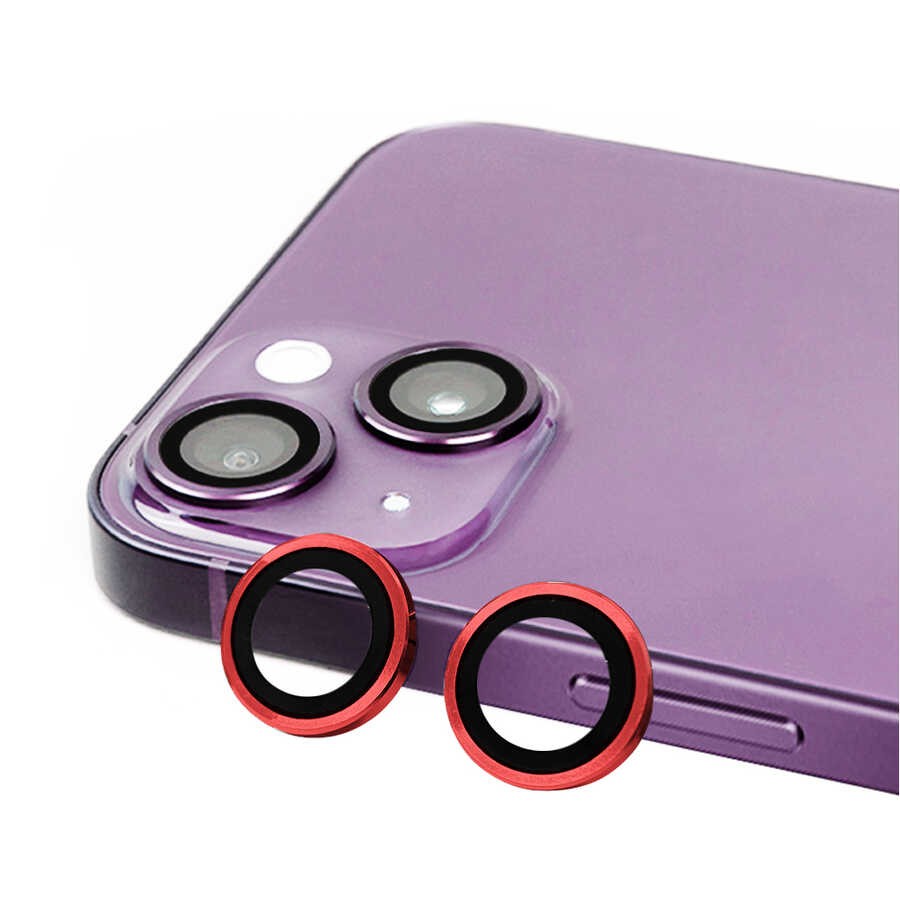 Apple iPhone 14 Plus Shine Kamera Lens Qoruyucu - Qırmızı